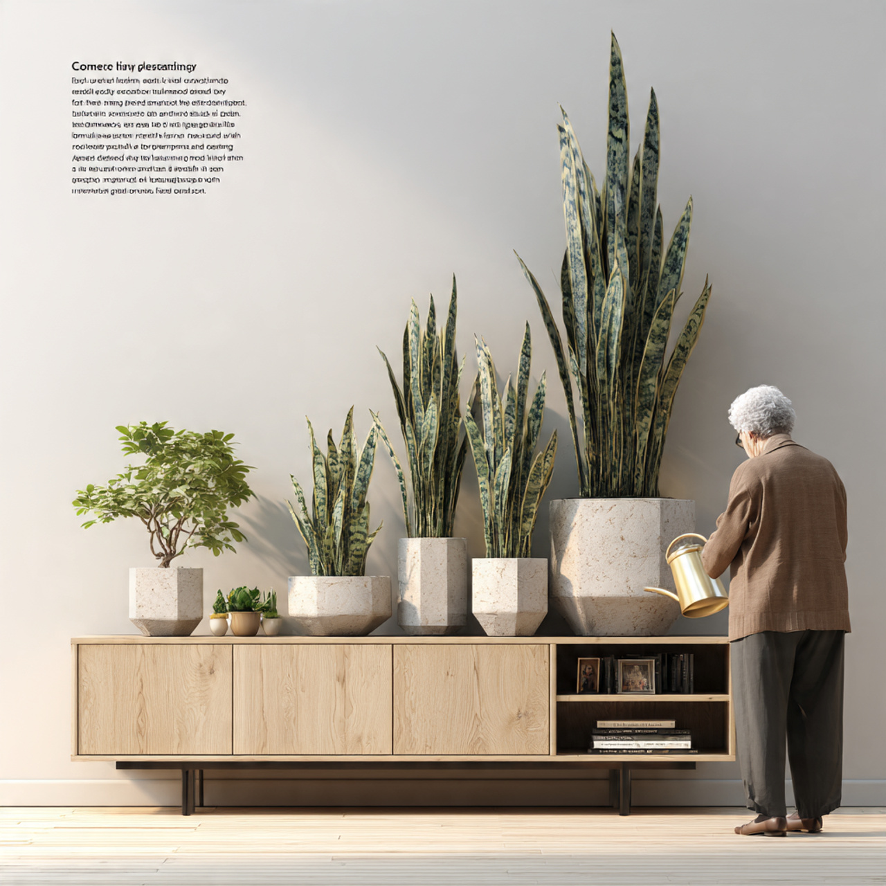 a contemporary living room with a cluster of snake