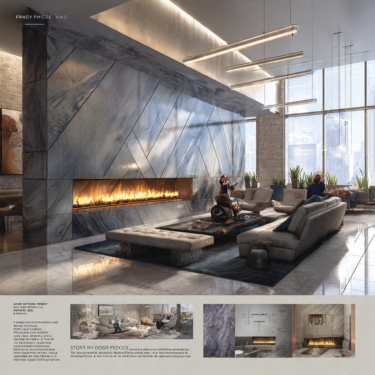 a contemporary modern living room with fireplace i 1