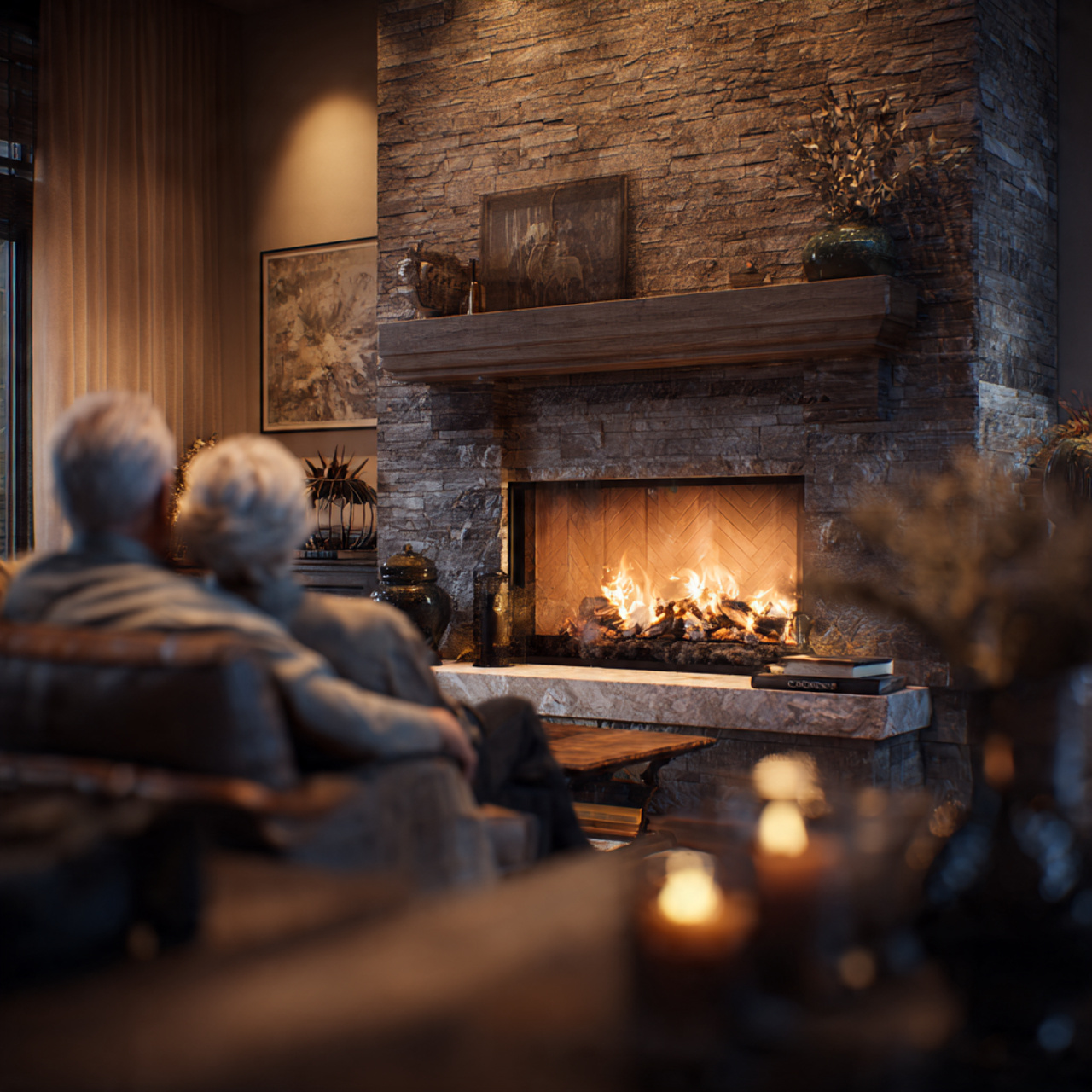 a cozy and elegant living room featuring a beautif