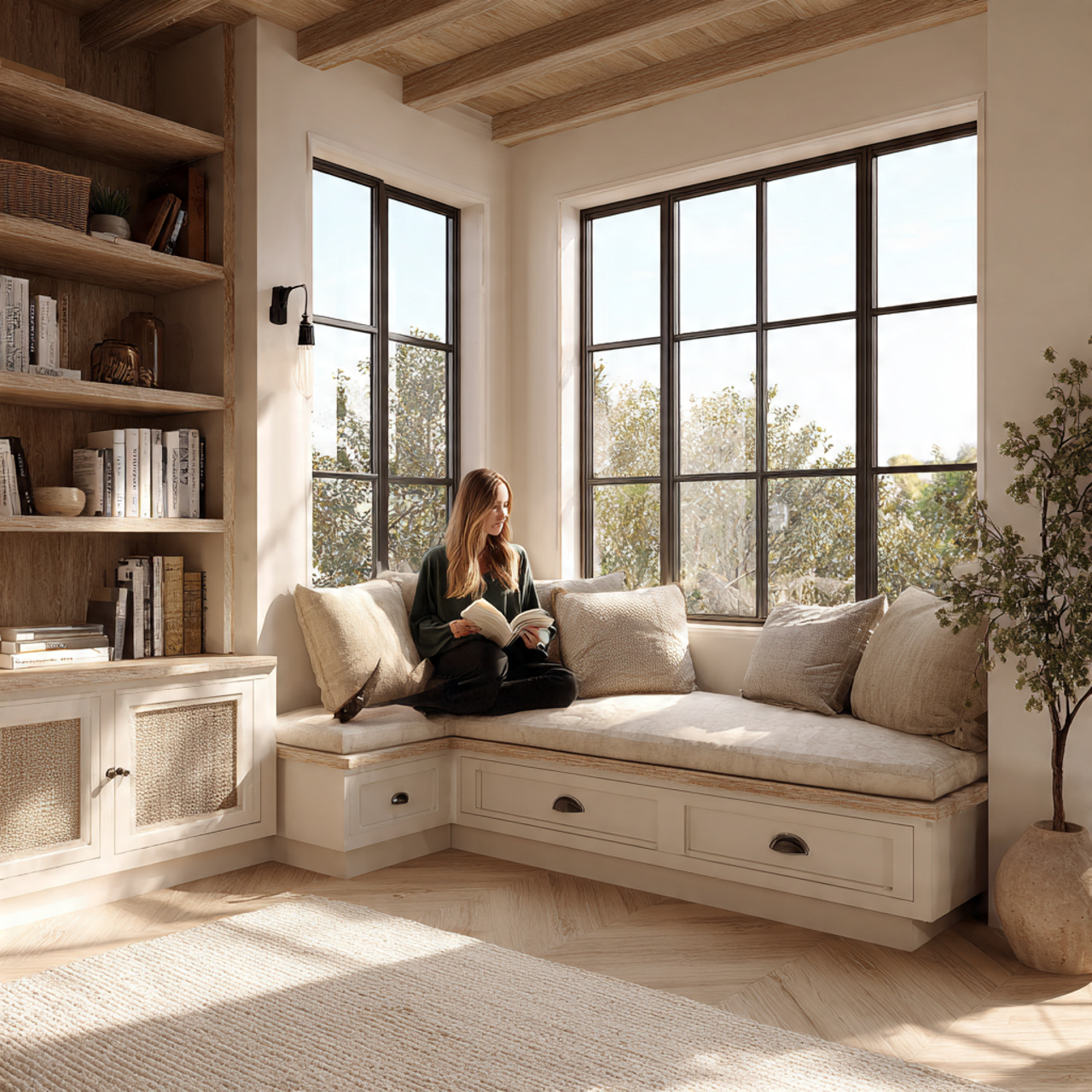 a cozy living room corner ideas design featuring a