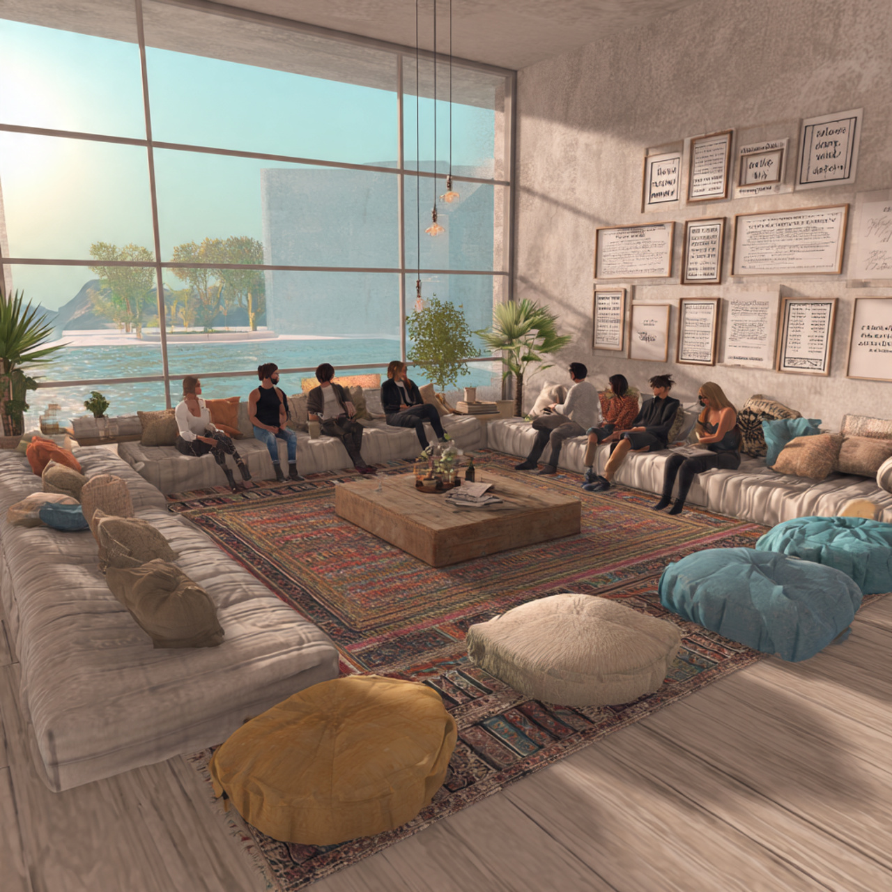 a cozy mid century modern living room featuring a