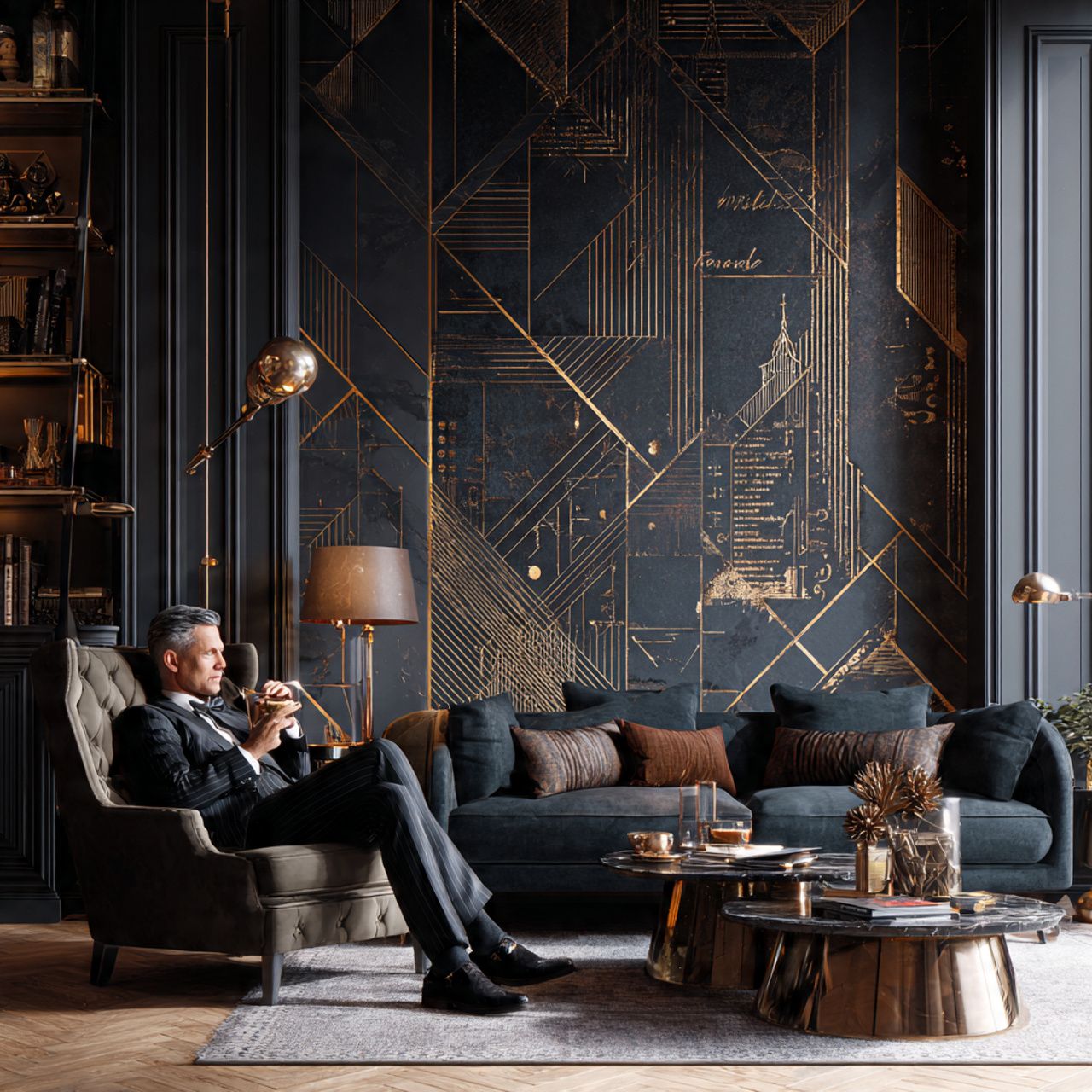 a glamorous living room showcasing a living room a