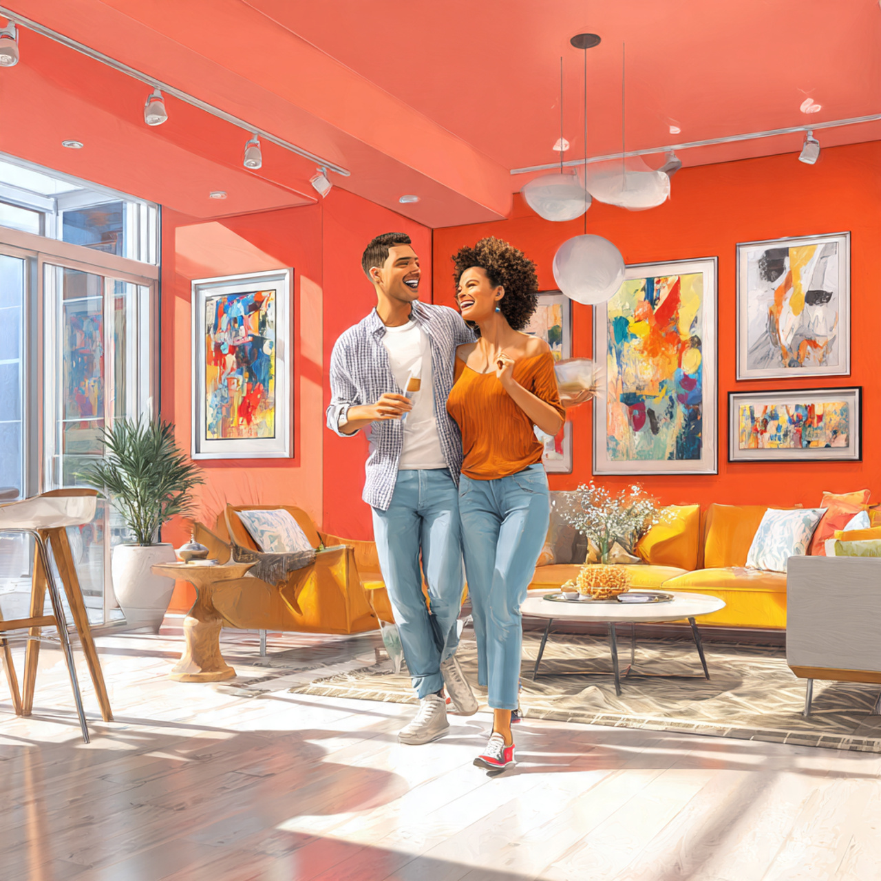 25 Best Living Room Paint Ideas to Refresh Your Space with Stunning Colors 25 a lively living room featuring vibrant coral accen