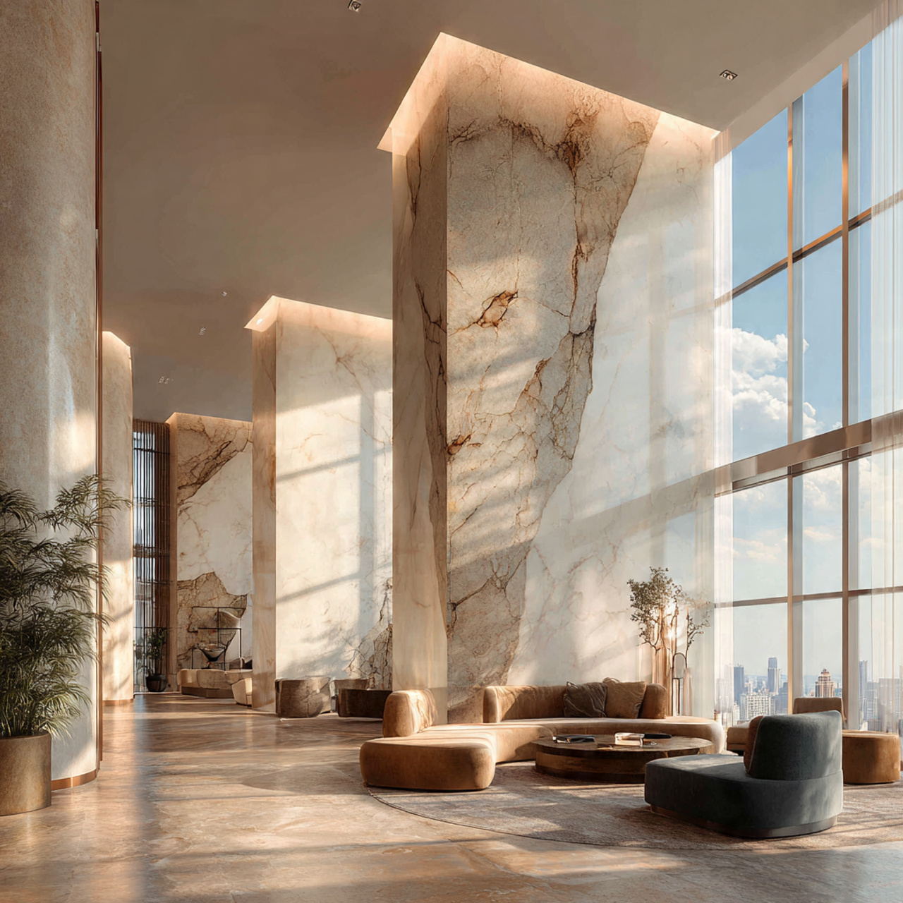 a luxurious contemporary living room showcasing li