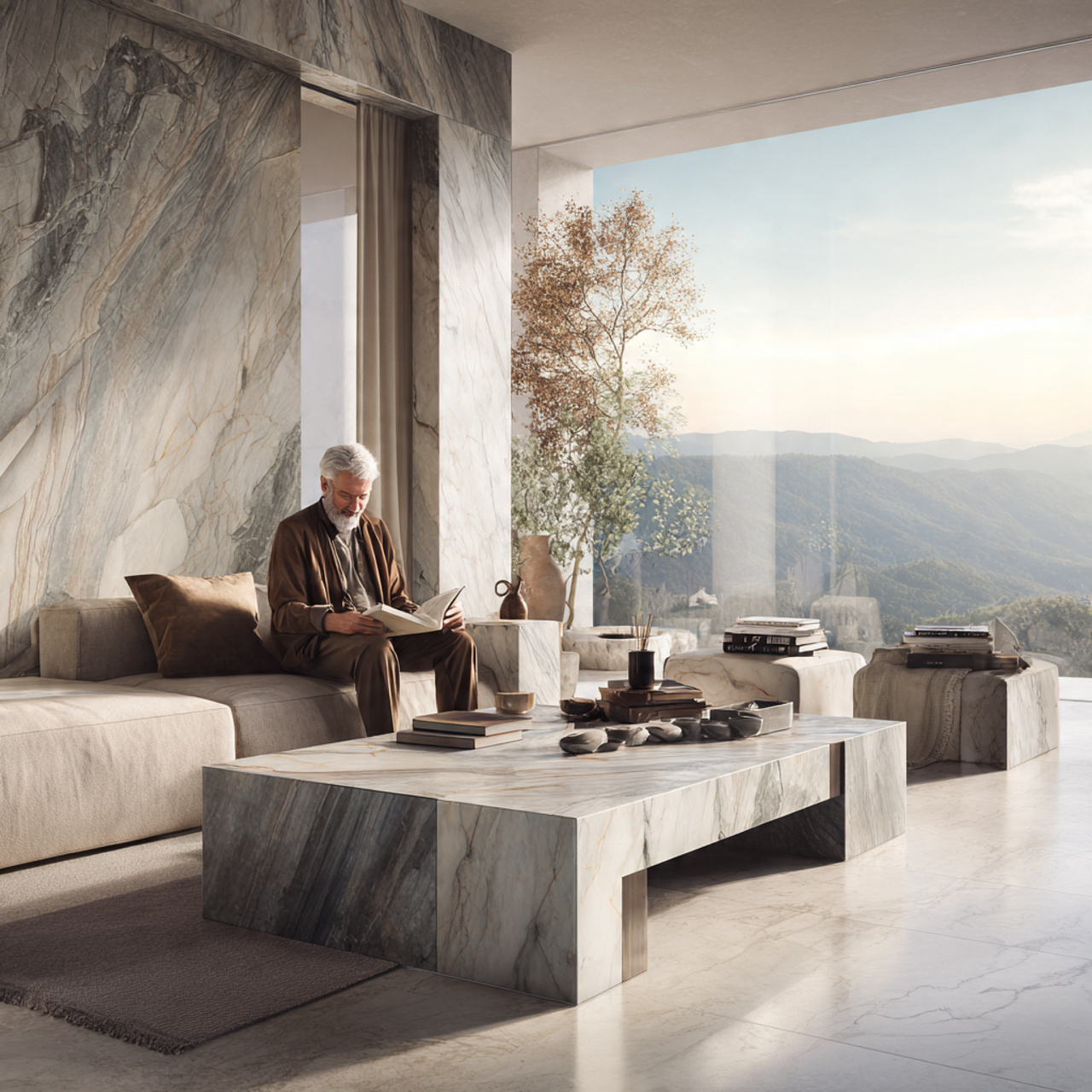 a luxurious living room featuring natural stone su 1