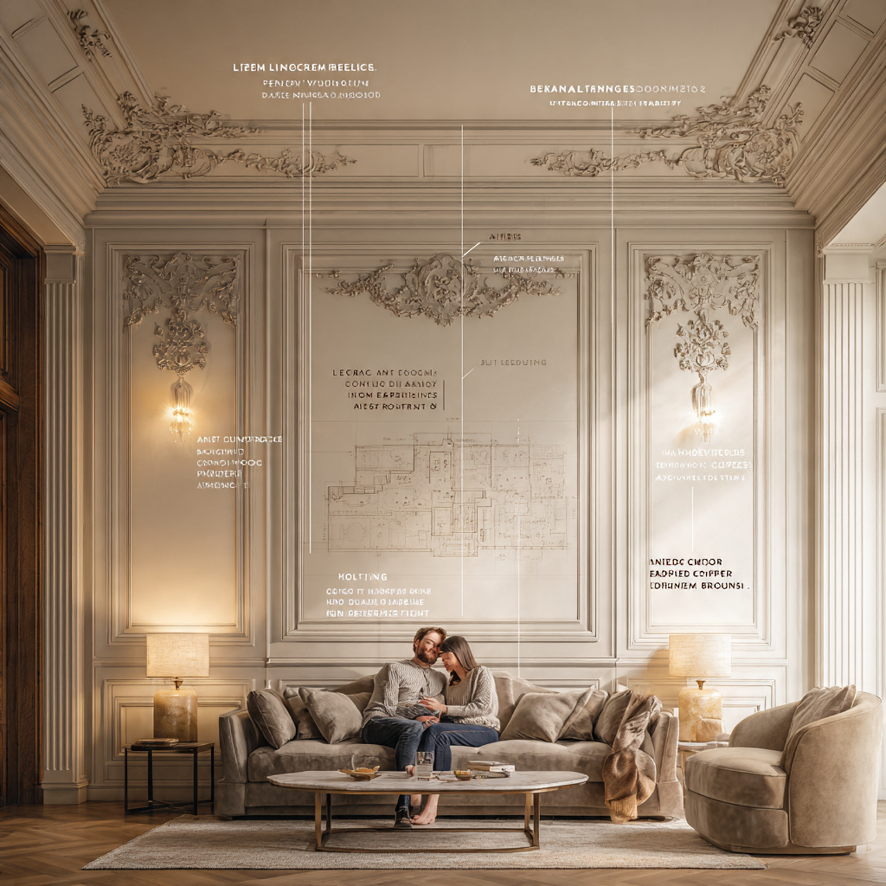 a luxurious living room showcasing living room wal