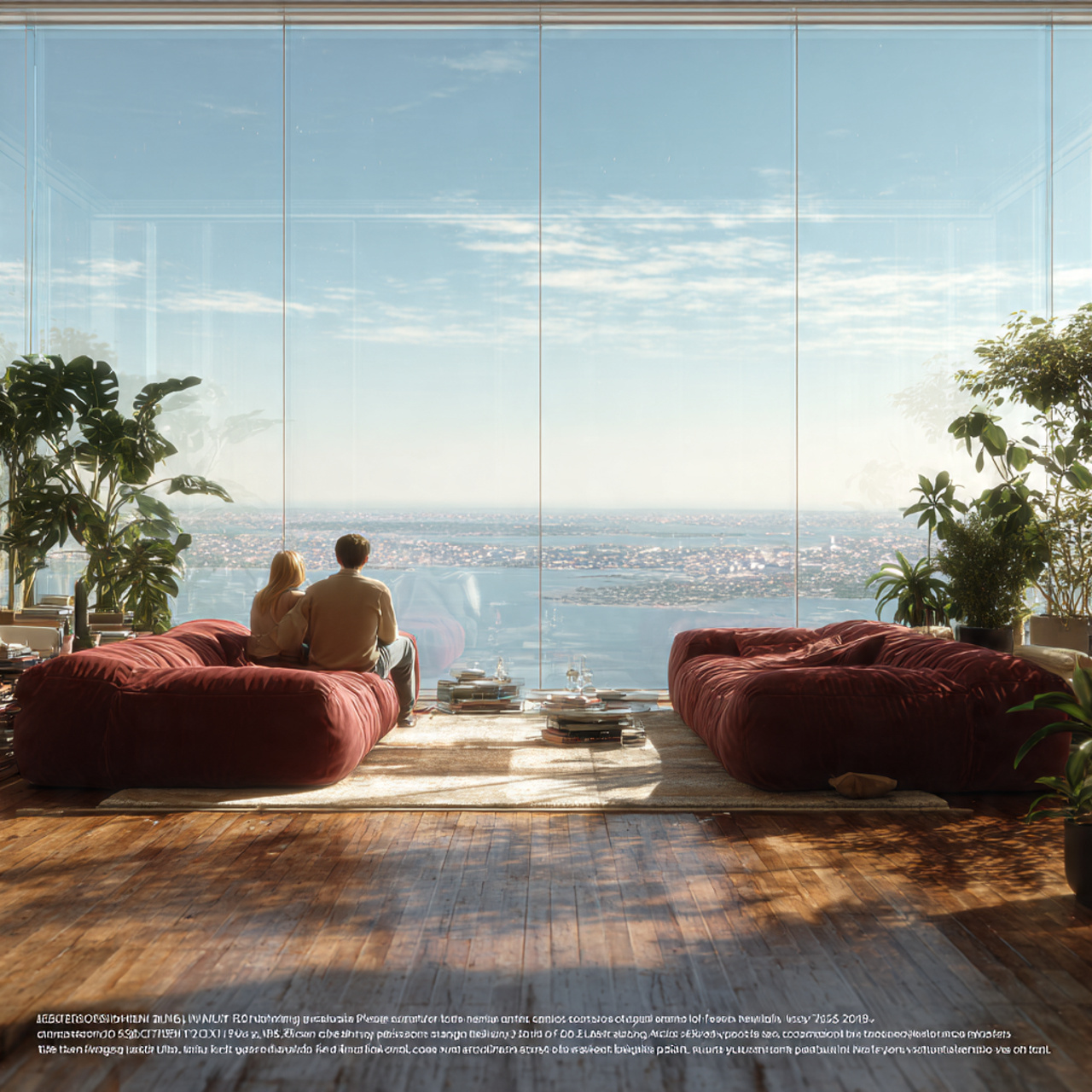 a luxurious living room with floor to ceiling wrap