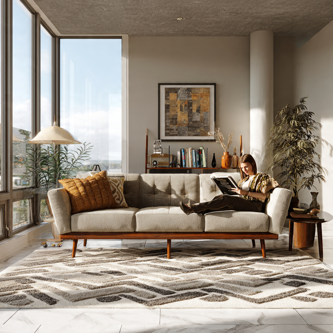 a mid century modern living room style ideas setup