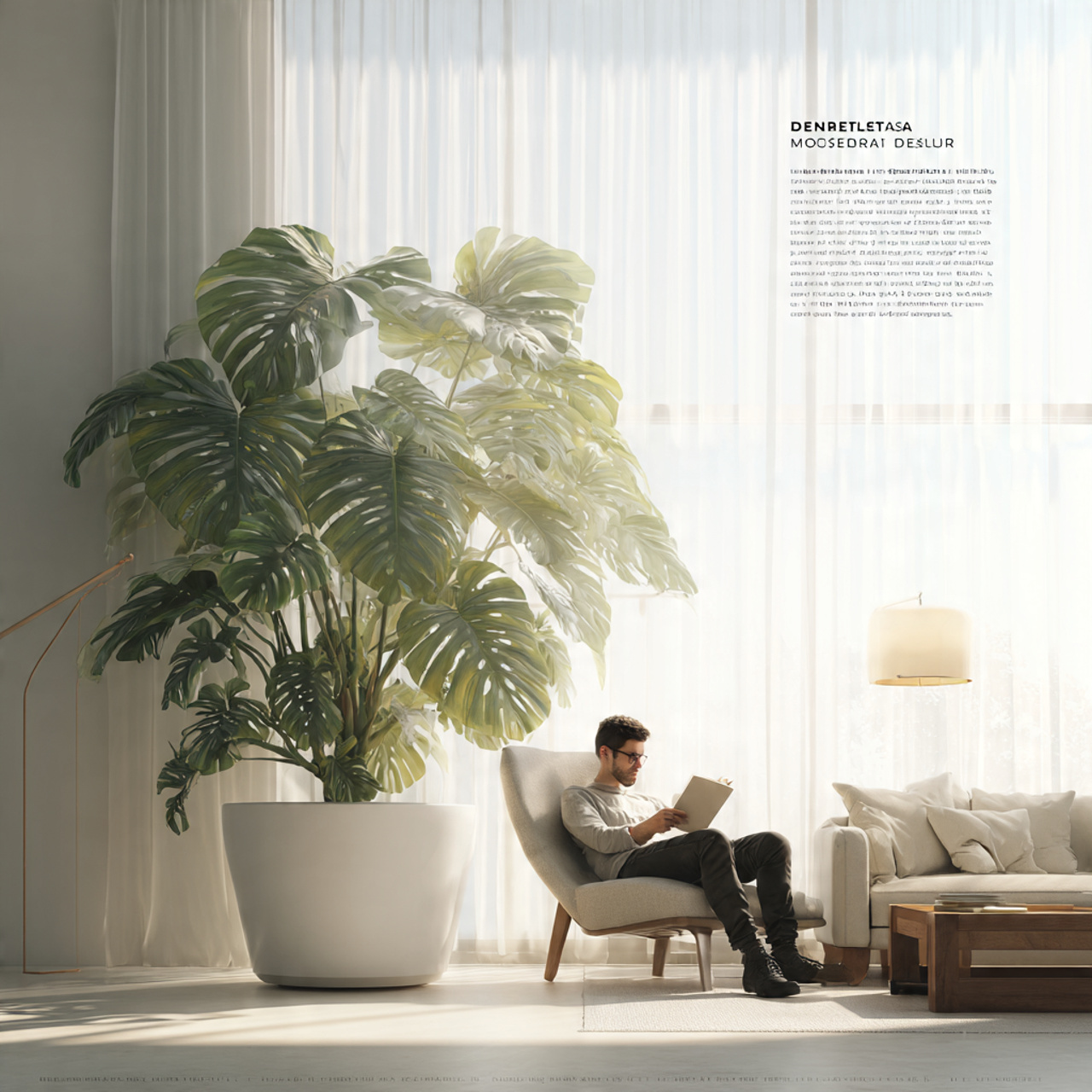 a minimalist modern living room with a single larg