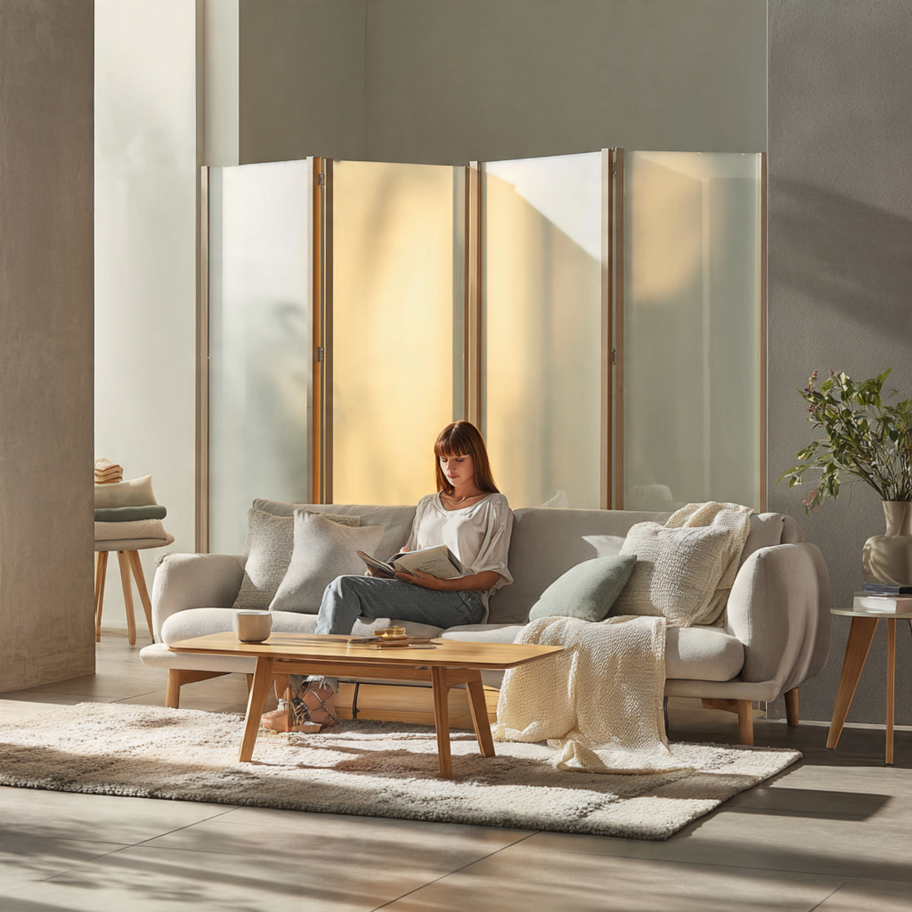 a modern bright living room featuring living room