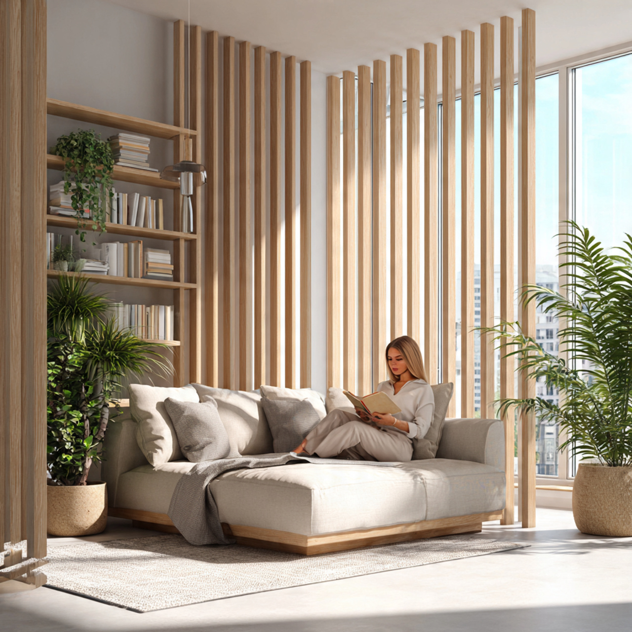 a modern living room featuring living room partiti