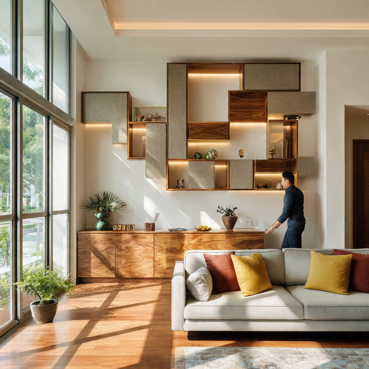 a modern living room showcasing living room partit