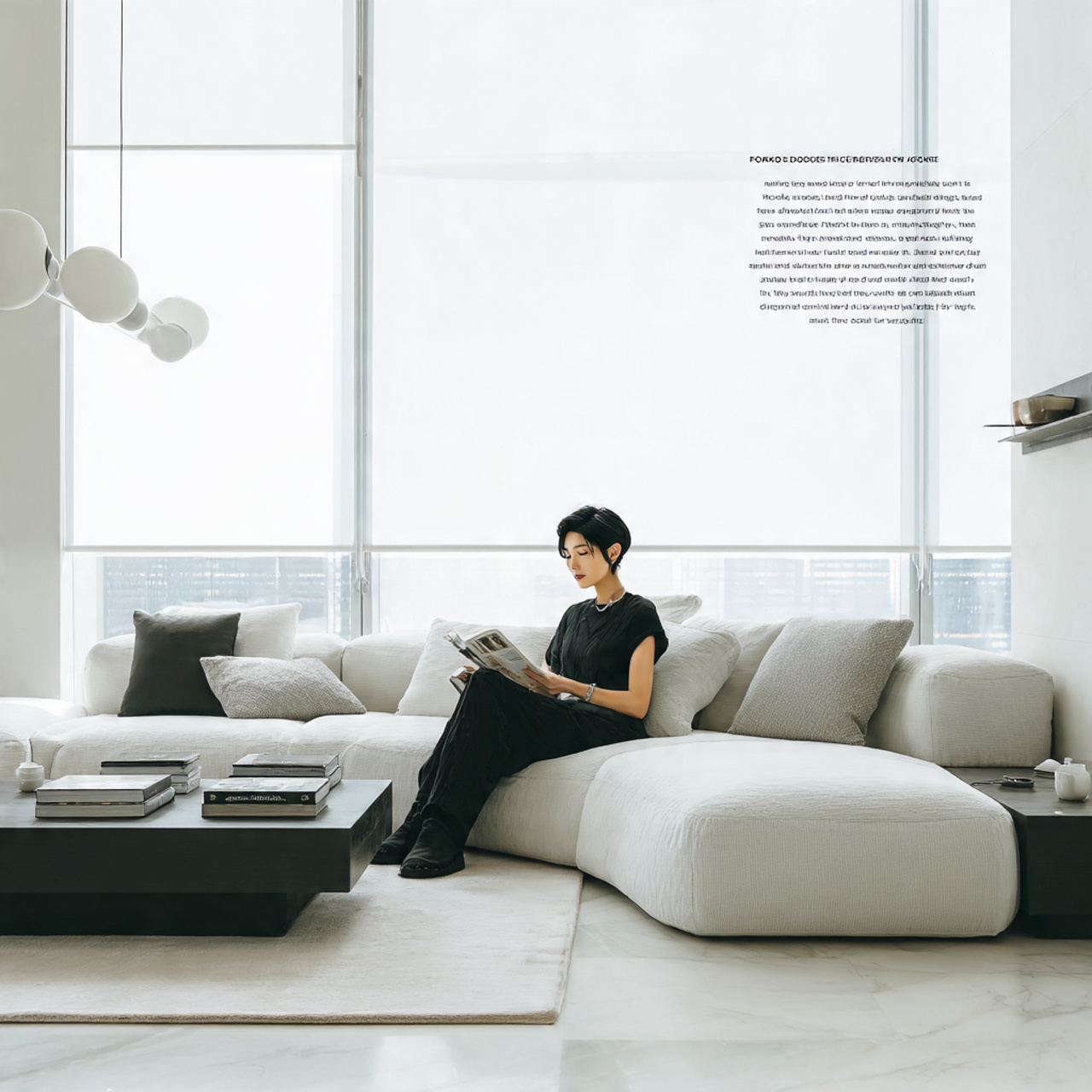 a modern minimalist living room with clean lines a