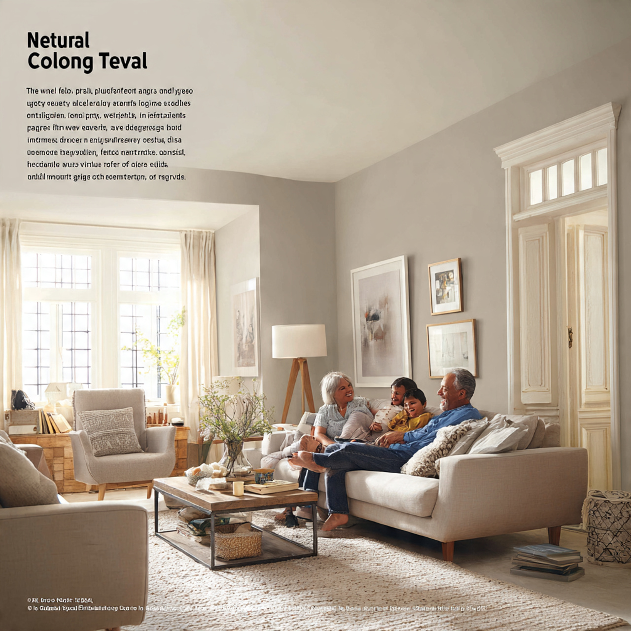 a neutral and versatile living room with soft grei