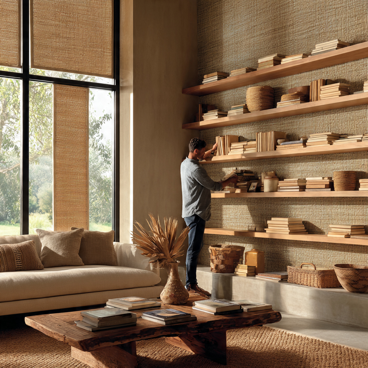 a serene living room displaying living room wall i