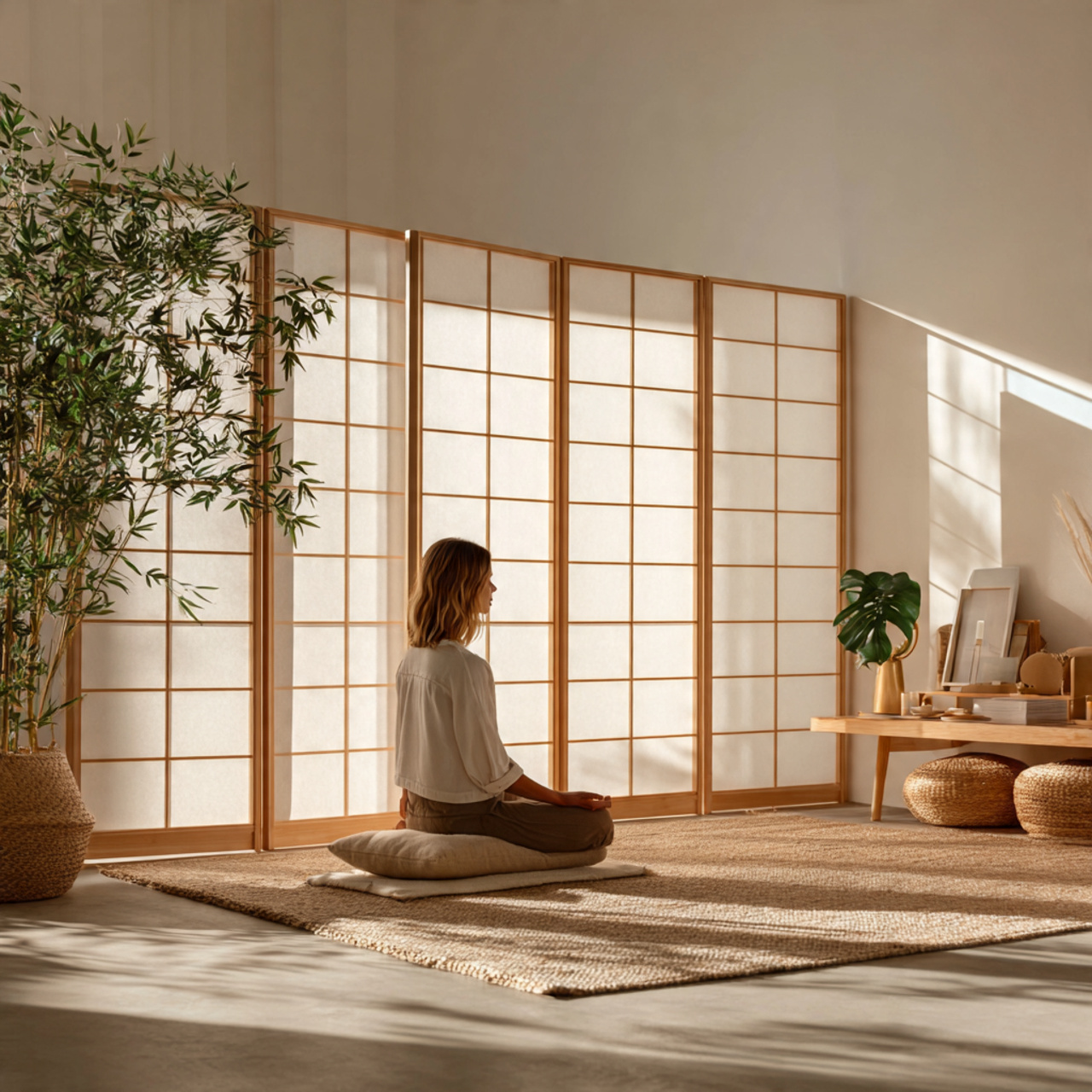 a serene minimalist living room with living room p