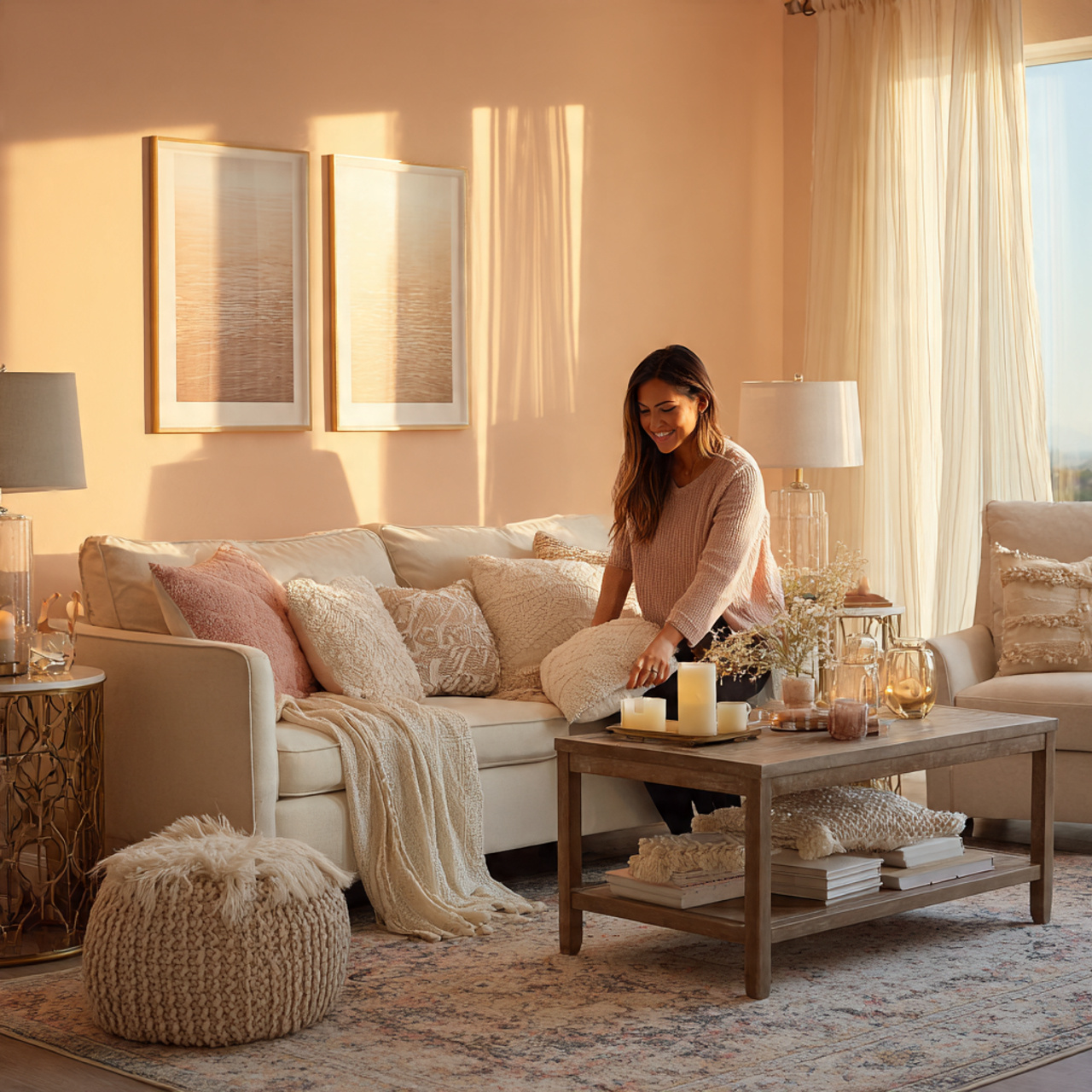 25 Best Living Room Paint Ideas to Refresh Your Space with Stunning Colors 22 a soft and inviting living room with pale peach wa