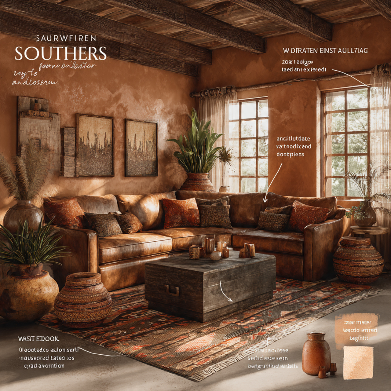 a southwestern adobe living room style ideas with