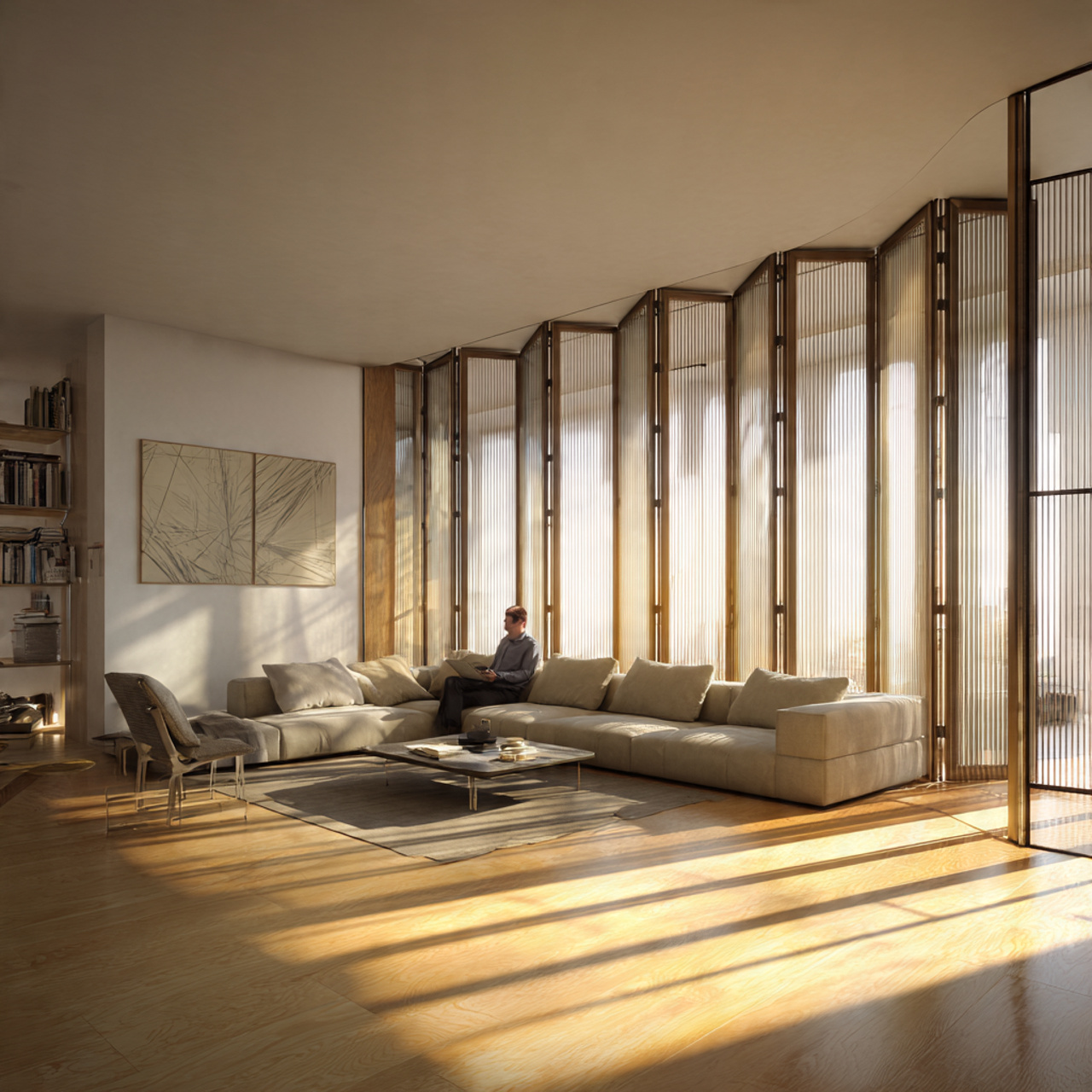 a spacious modern living room featuring living roo