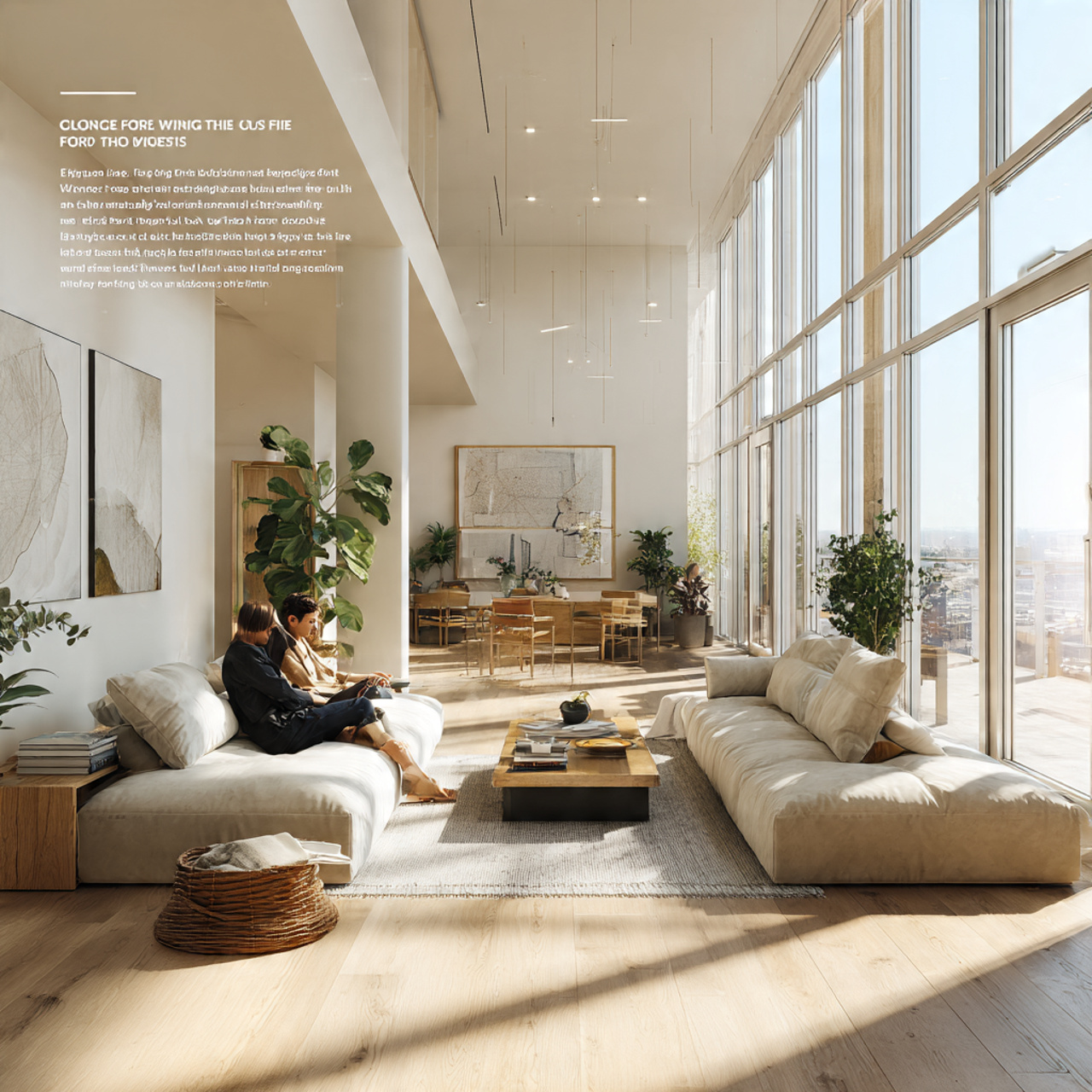 a spacious modern living room with all furniture p