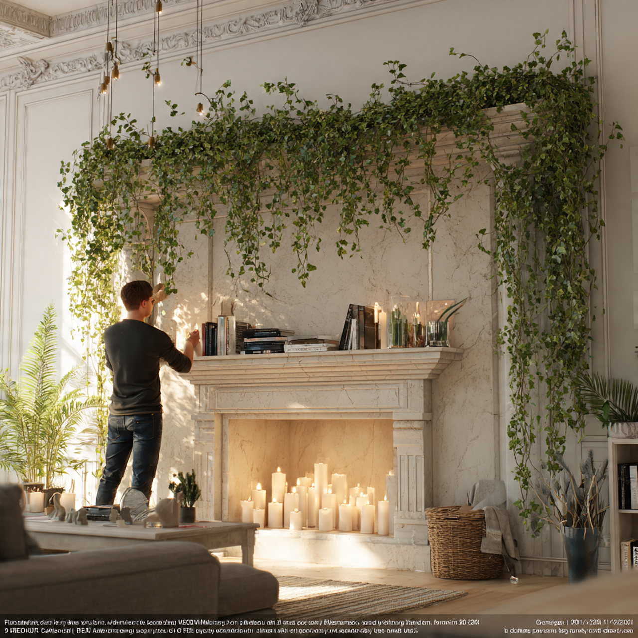 a stylish living room with a fireplace mantel ador