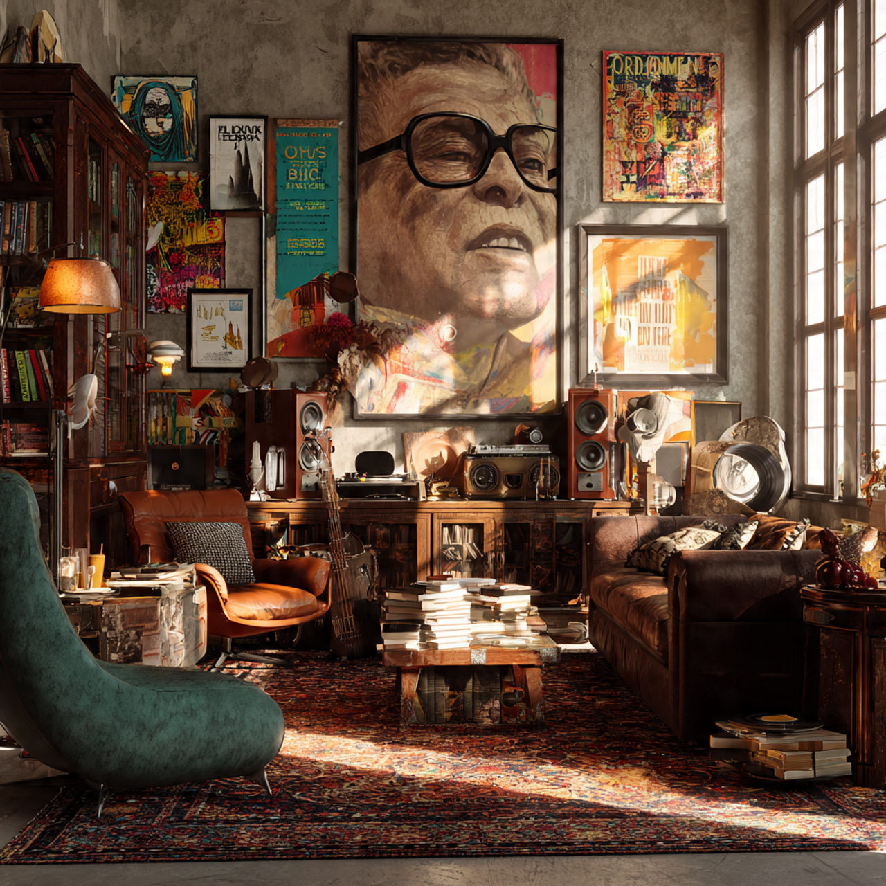 a vintage eclectic living room style ideas with a