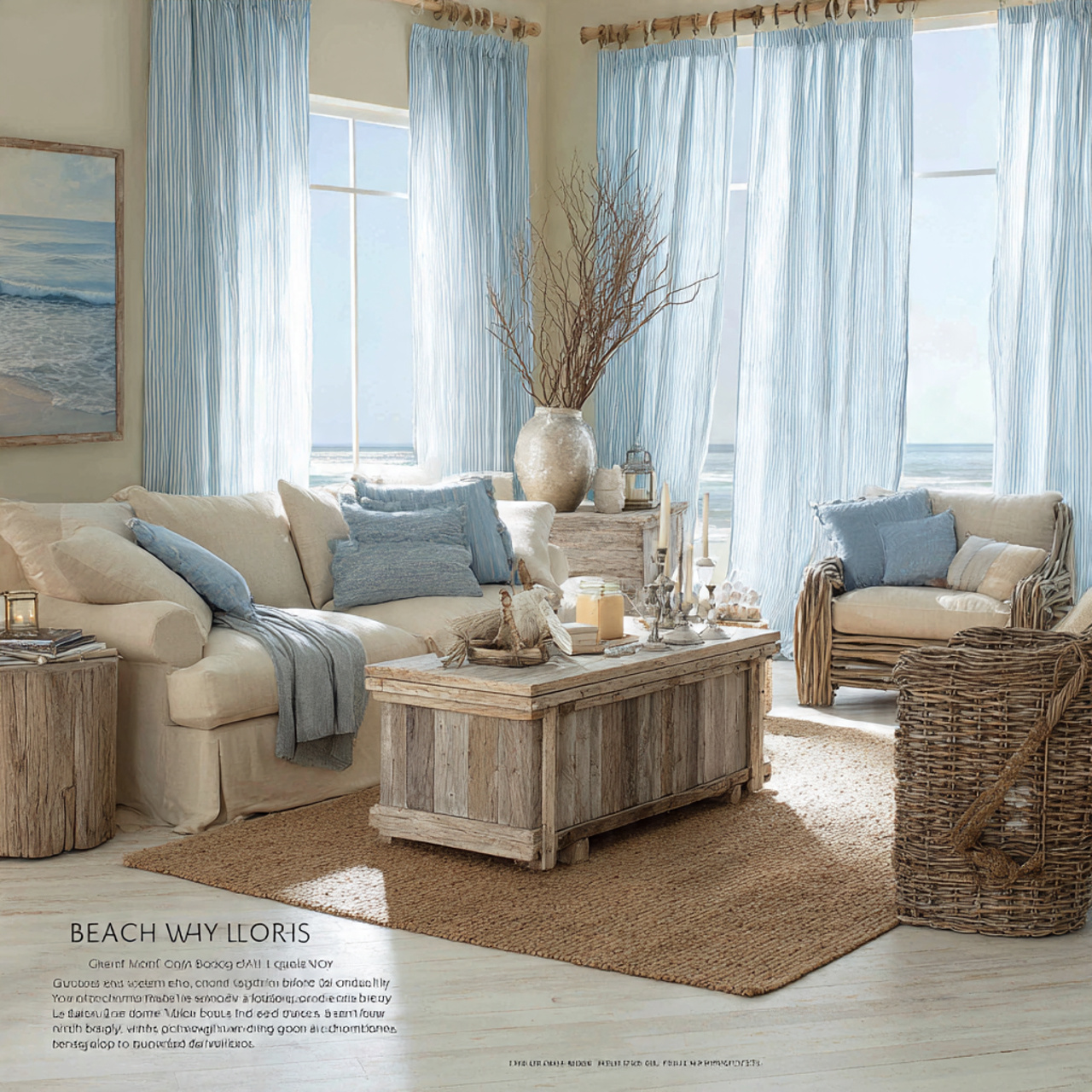 beach inspired living room with sandy beige and so