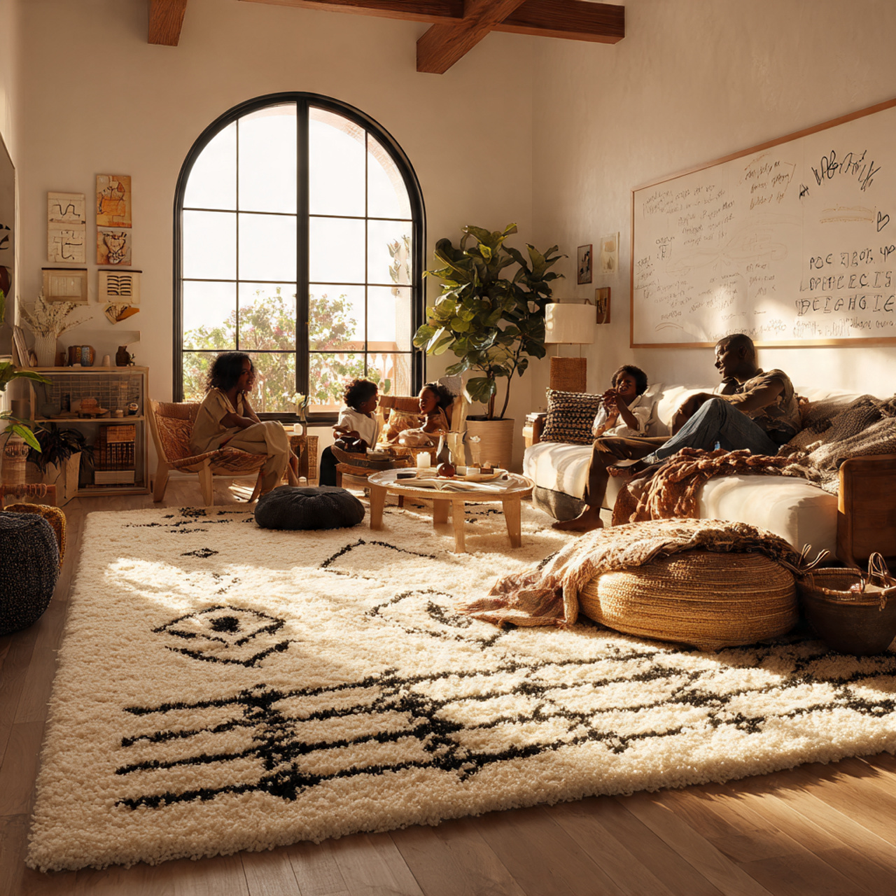 bohemian living room with moroccan inspired high p