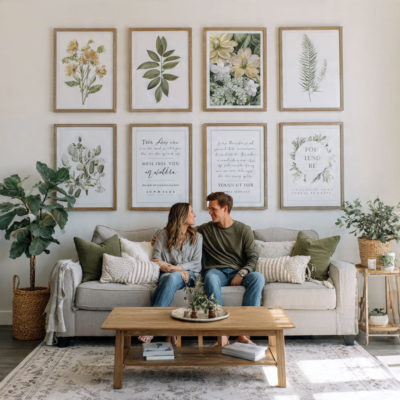 bright and airy living room with a symmetrical bot