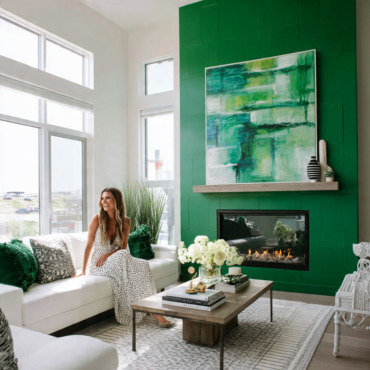 bright and vibrant living room green ideas with a