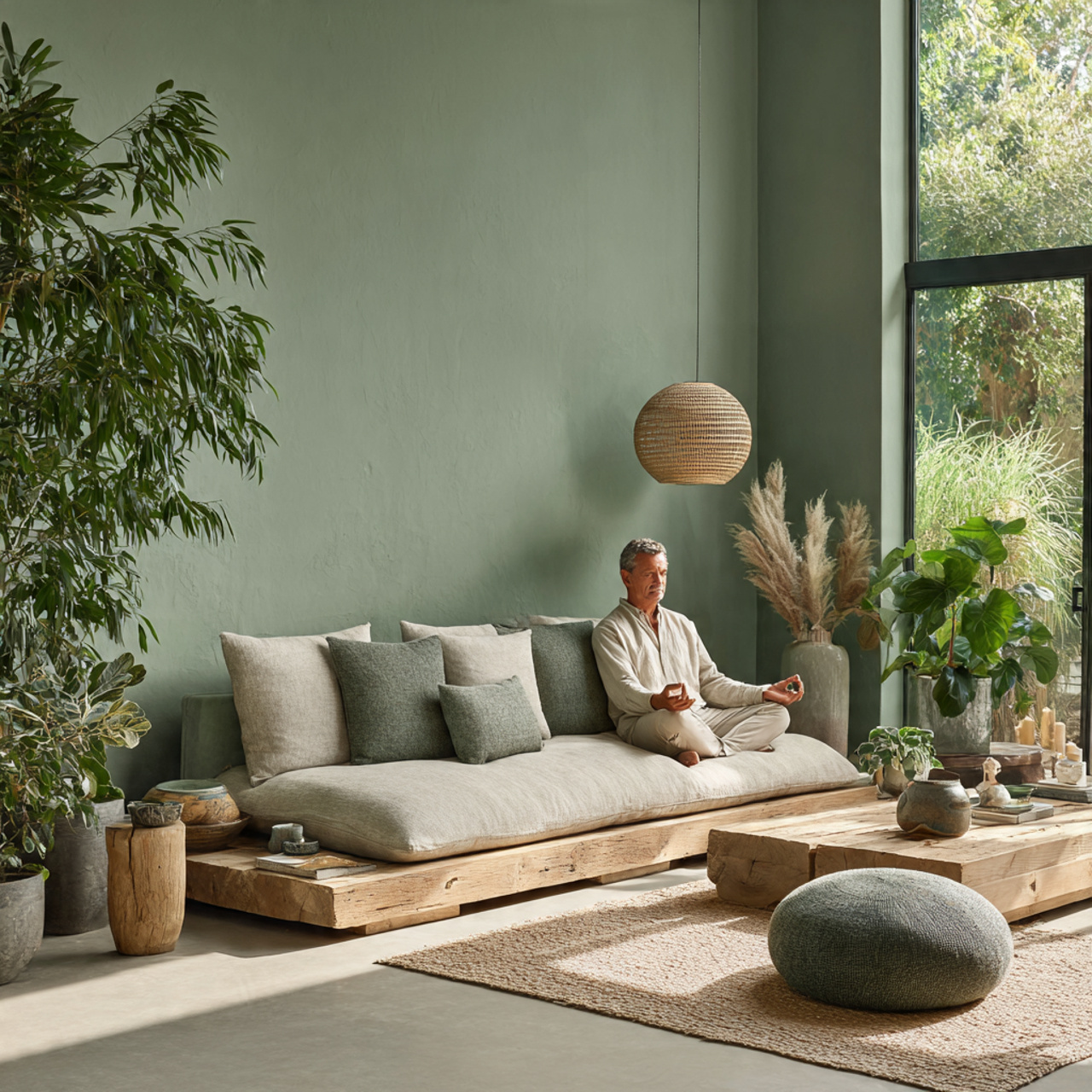 calm and restorative living room green ideas with