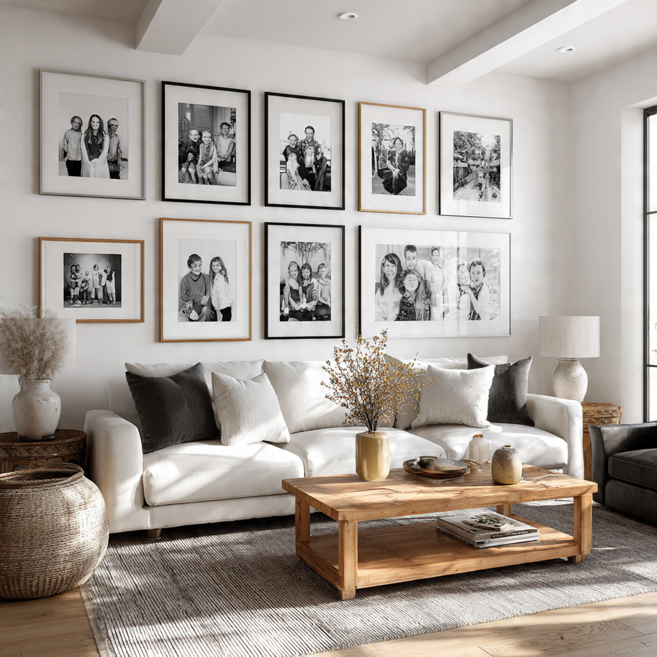 chic modern living room with a monochromatic black