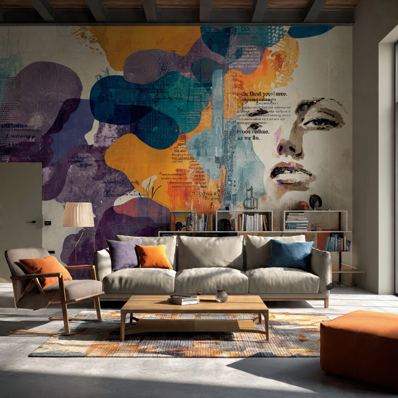 contemporary living room with a living room accent