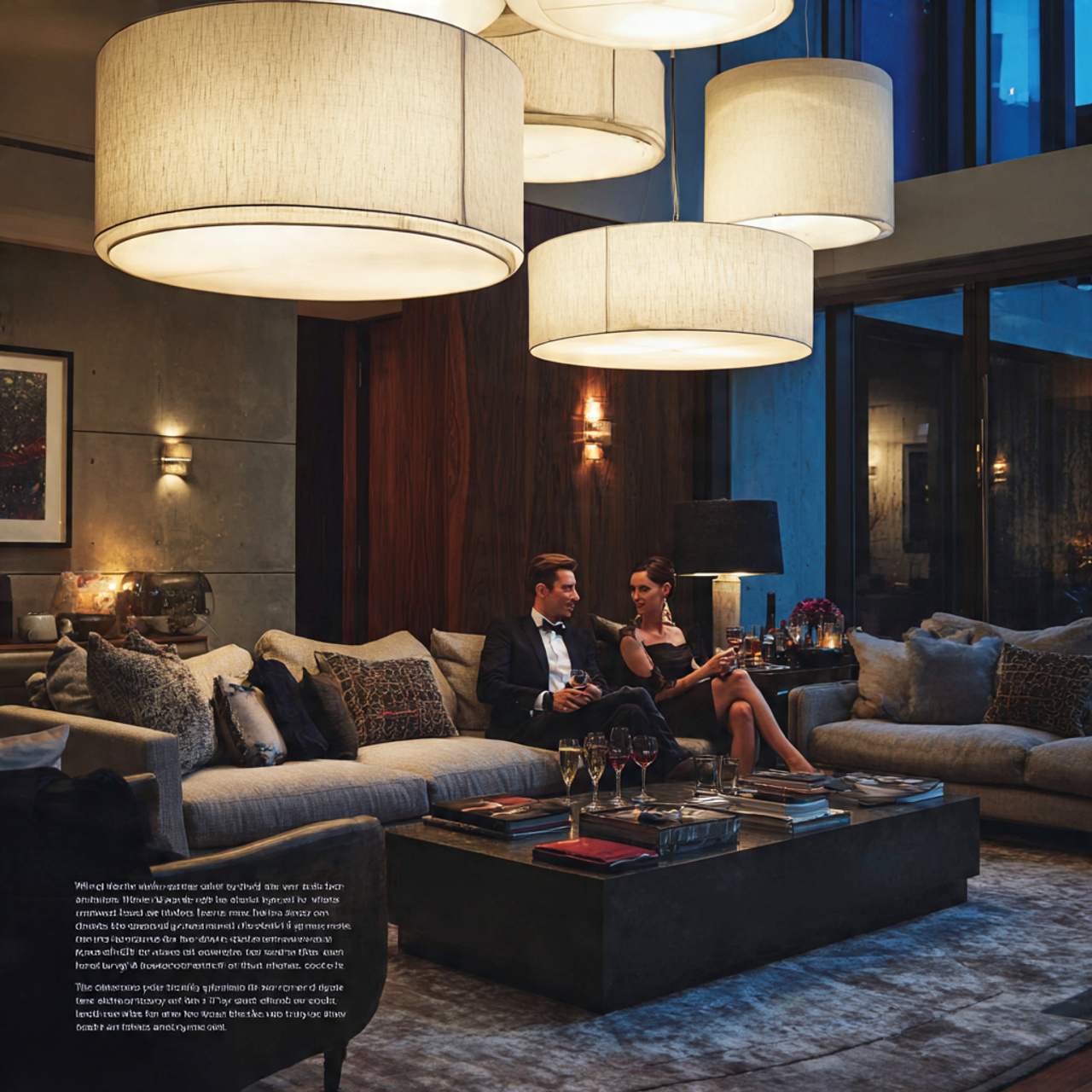 contemporary living room with dramatic oversized d