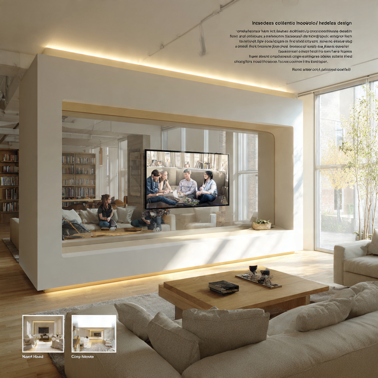 contemporary living room with recessed drywall nic
