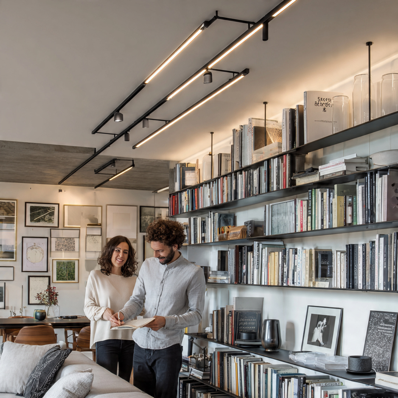 contemporary living room with sleek minimalist dir