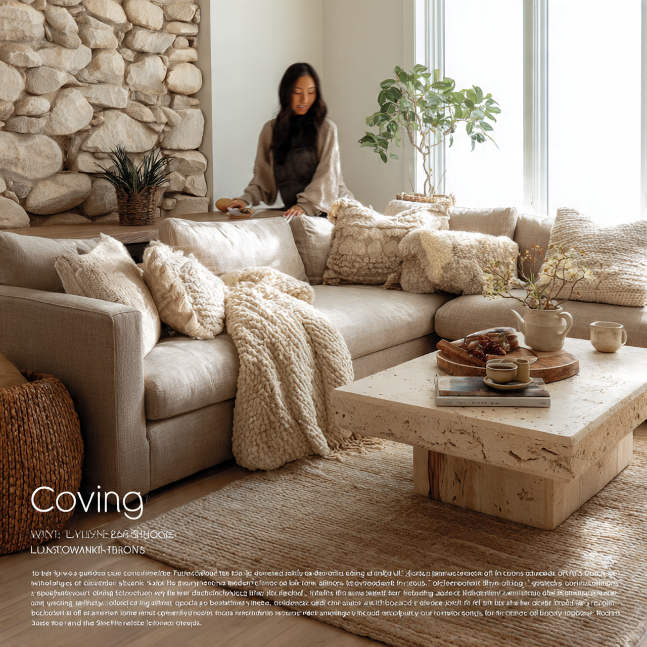 25 Ultimate Living Room Inspiration Cozy Ideas for Comfort, Style & Warmth 20 cozy living room featuring an organic stone coffee