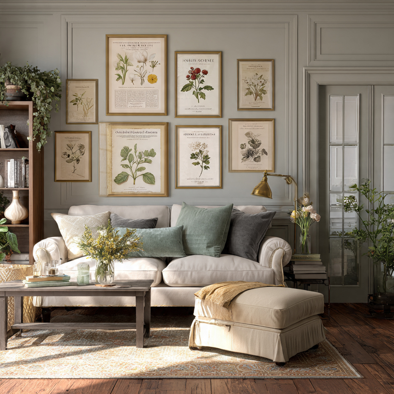 cozy traditional living room with walls adorned wi