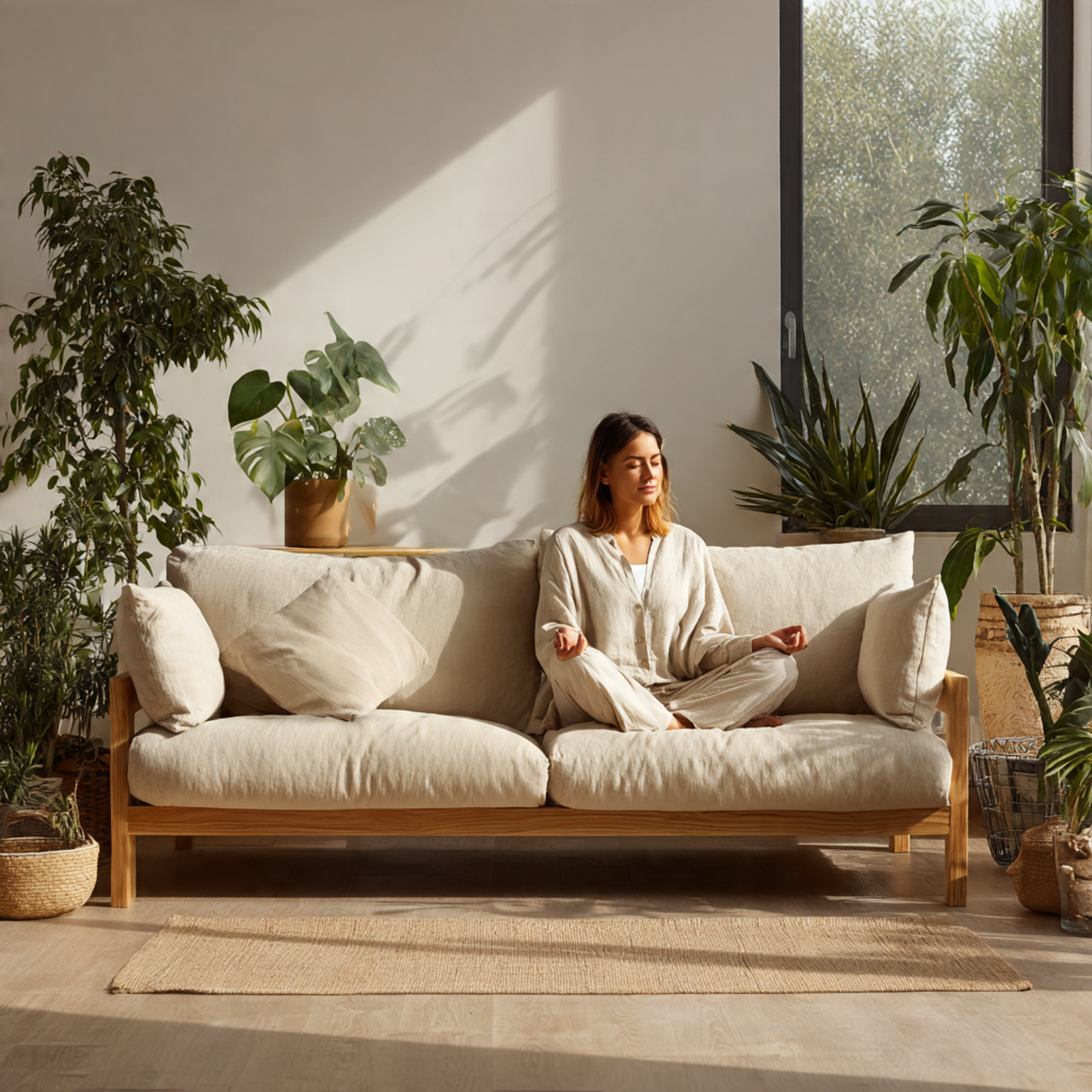 eco friendly living room featuring an organic cott