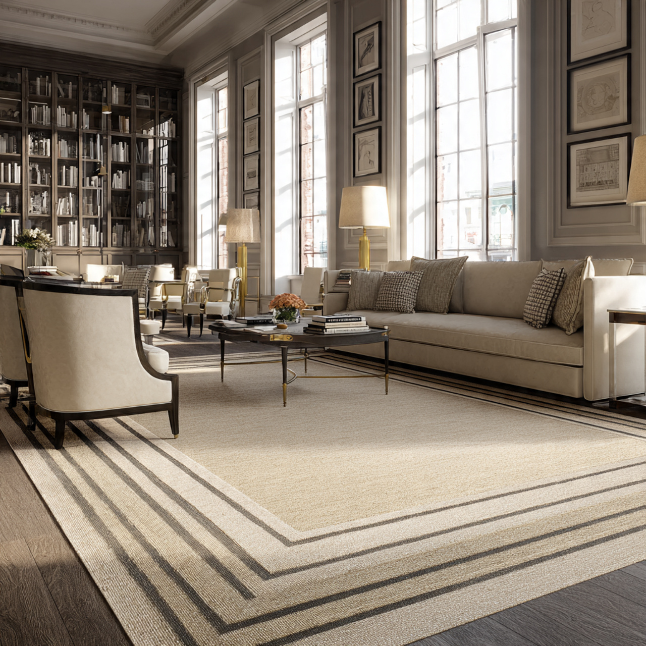 elegant living room featuring sophisticated border