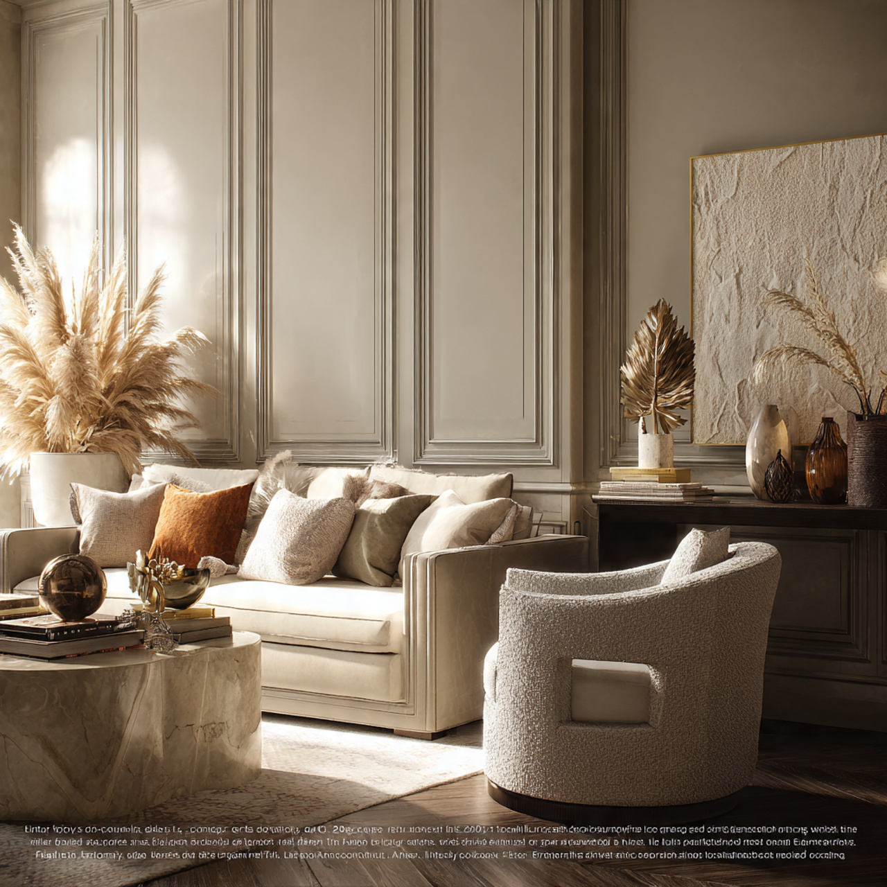 elegant living room featuring subtle wainscoting w