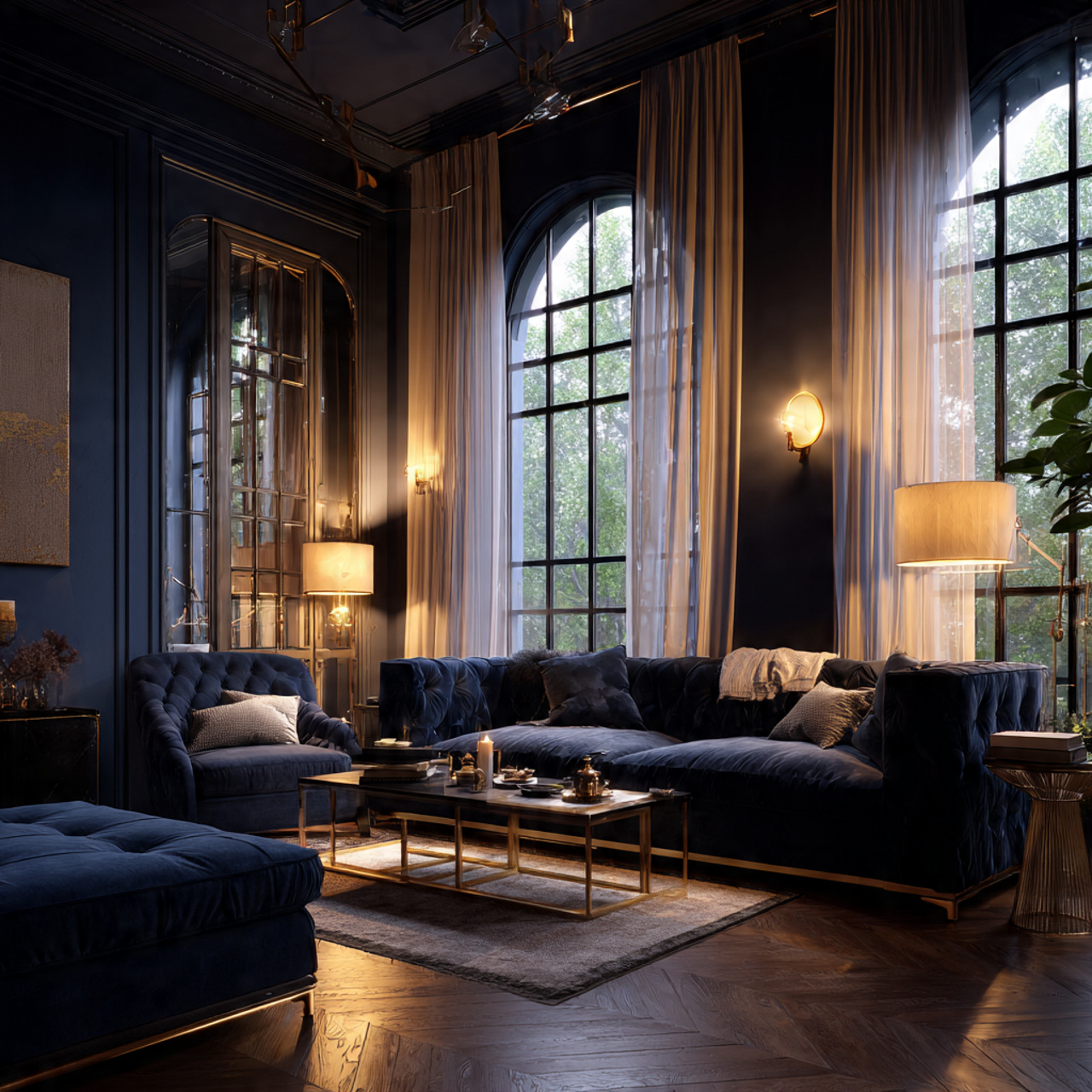 25 Modern Living Room Paint Color Ideas That Wow Every Guest 6 elegant living room painted in deep velvet navy ri