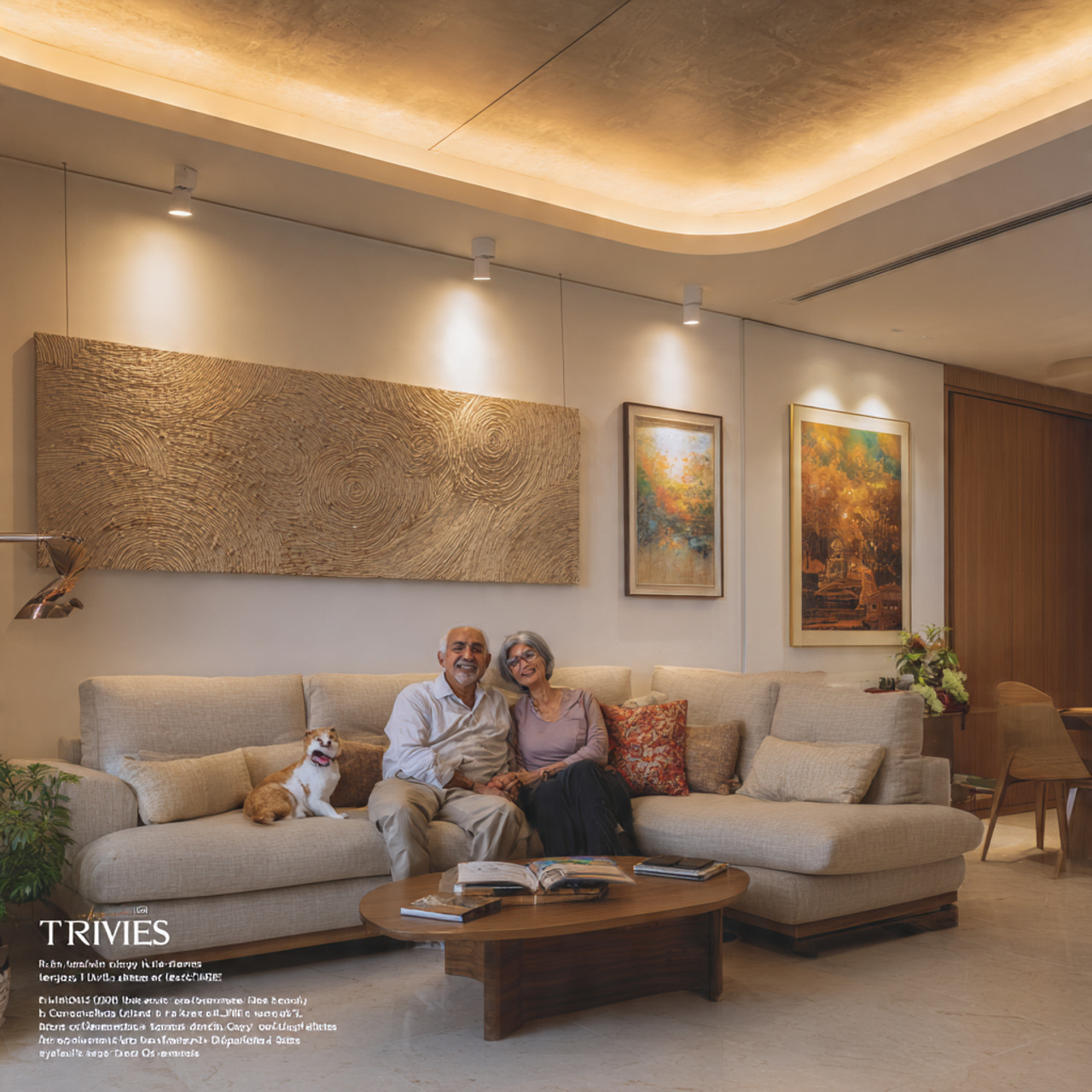 elegant living room with indirect cove lighting al