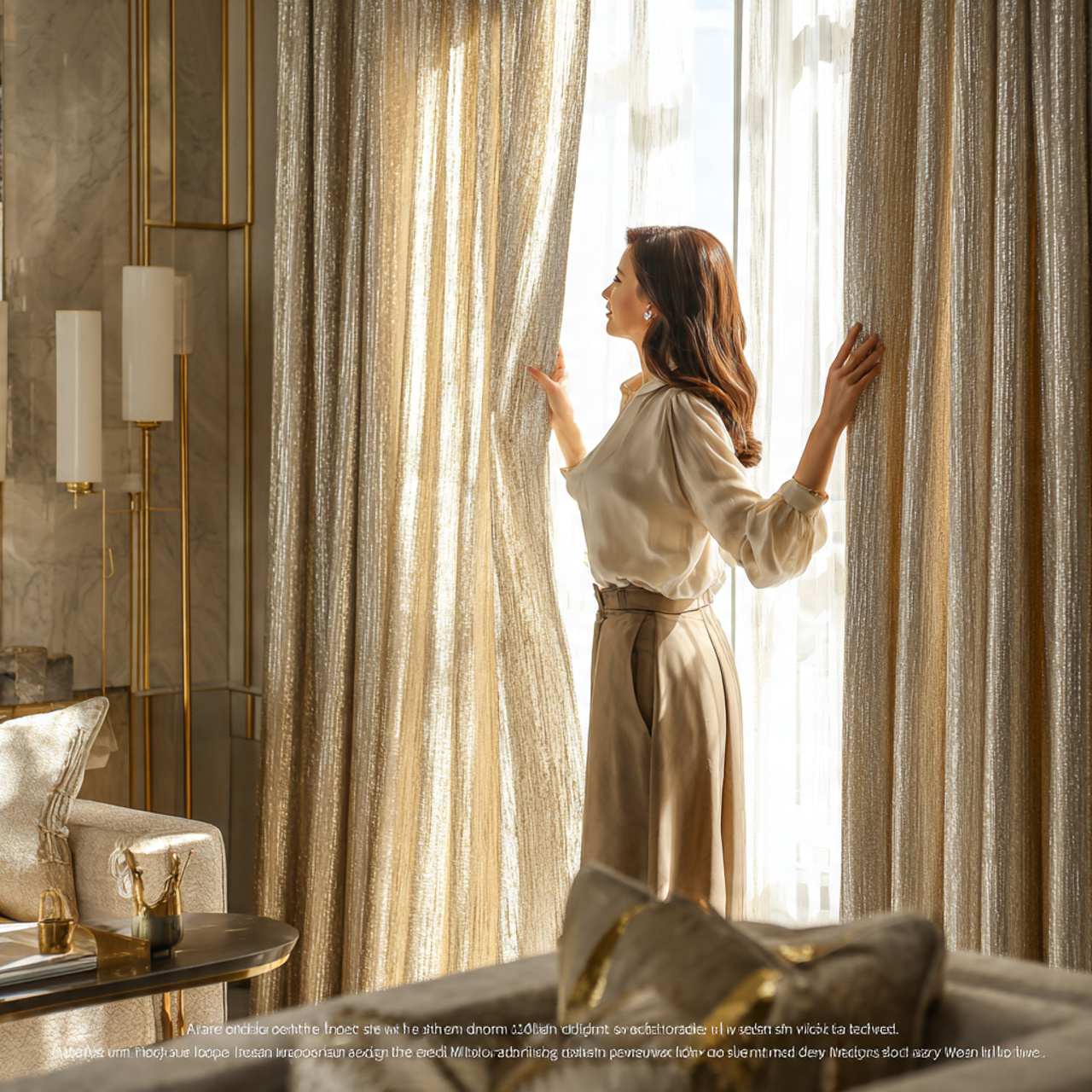 elegant living room with metallic thread shimmer d