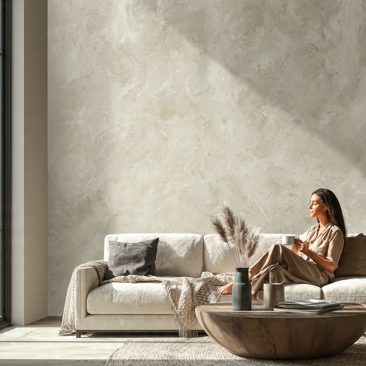 elegant minimalist living room featuring a living