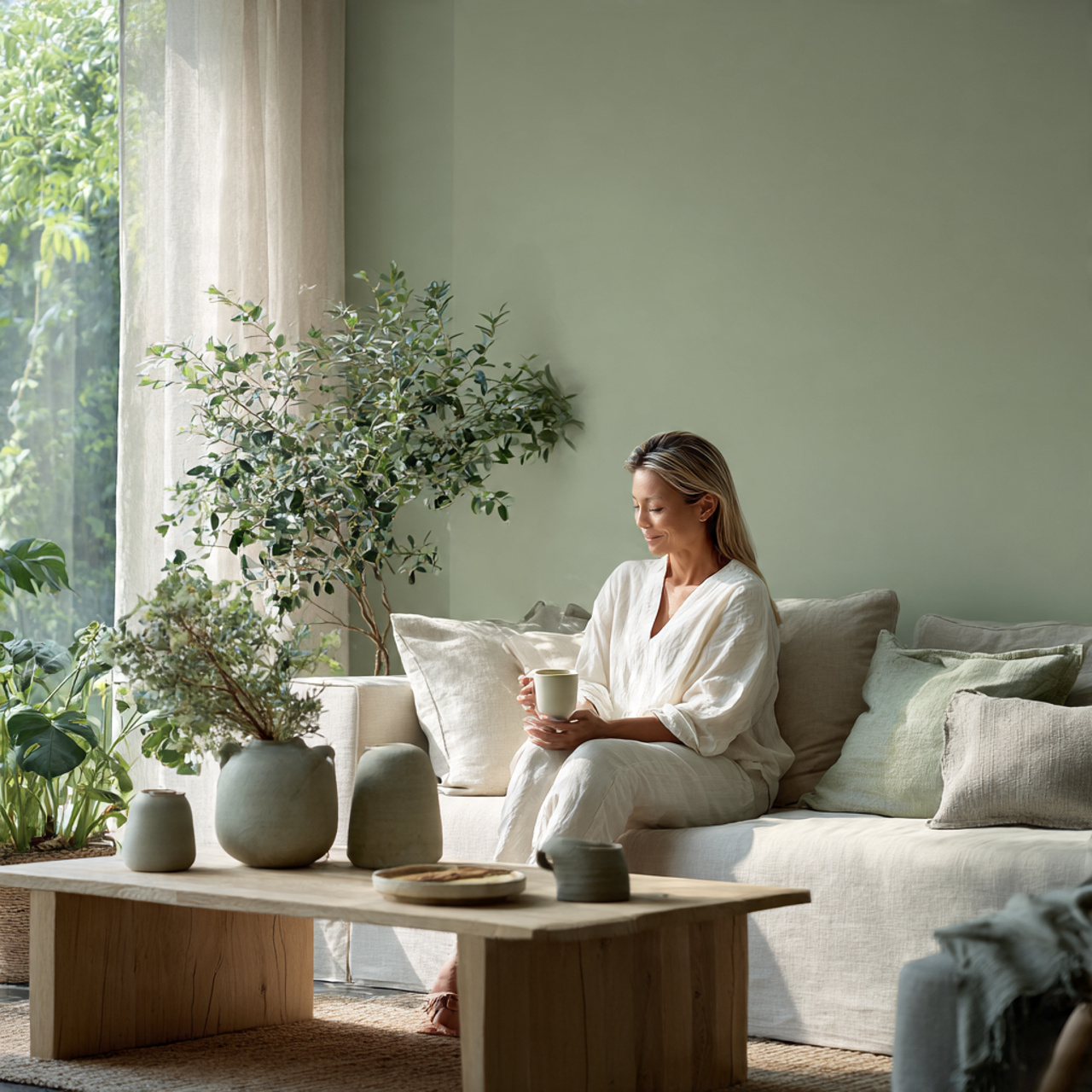 elegant spa inspired living room green ideas featu