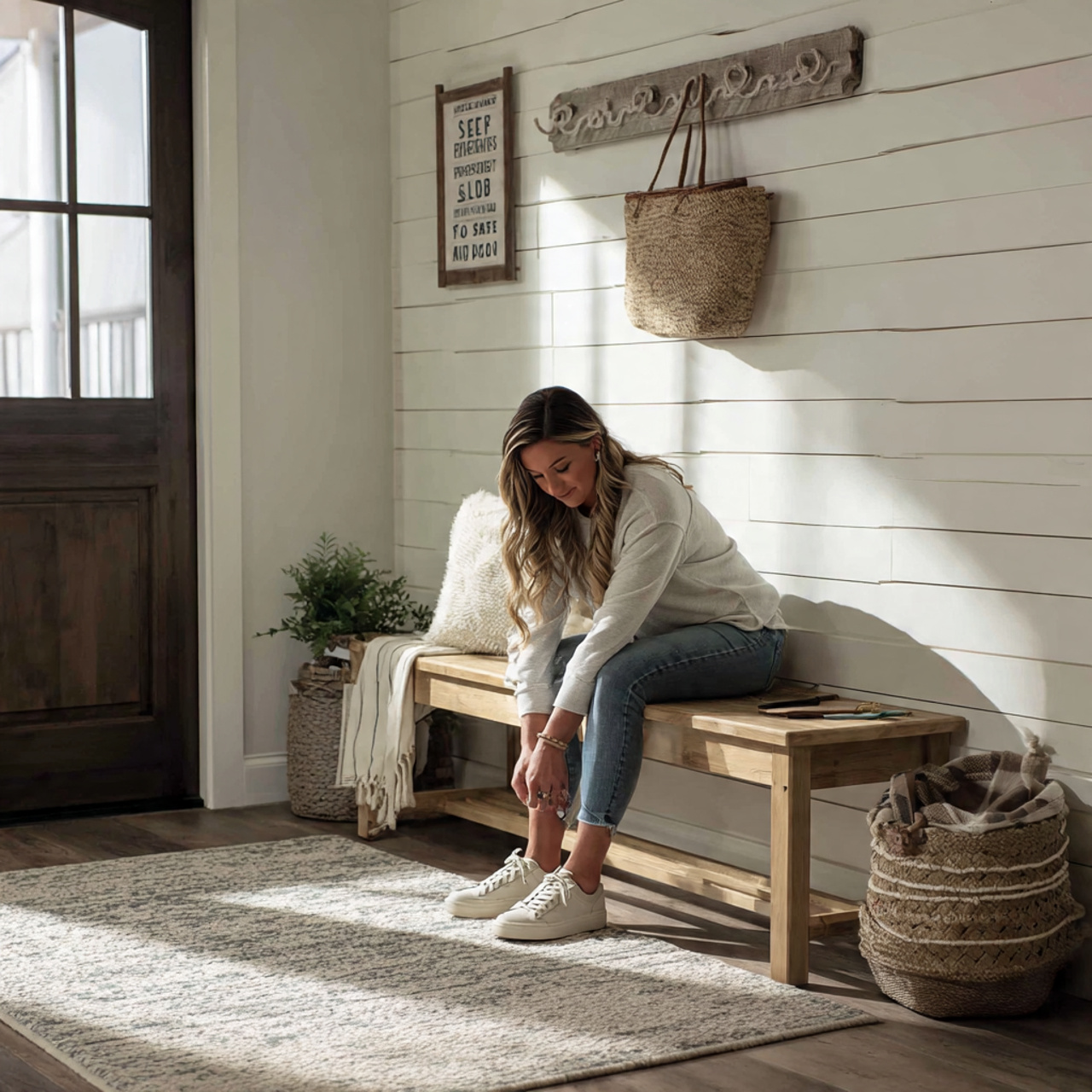entryway featuring a crisp white farmhouse shiplap