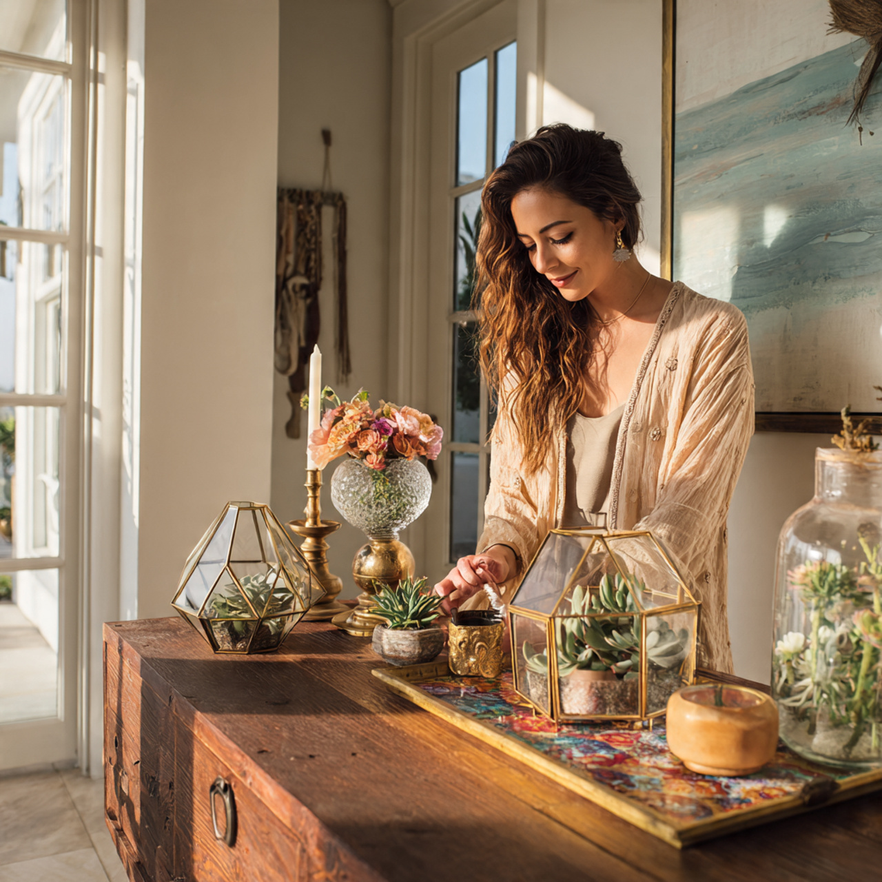 entryway table decor