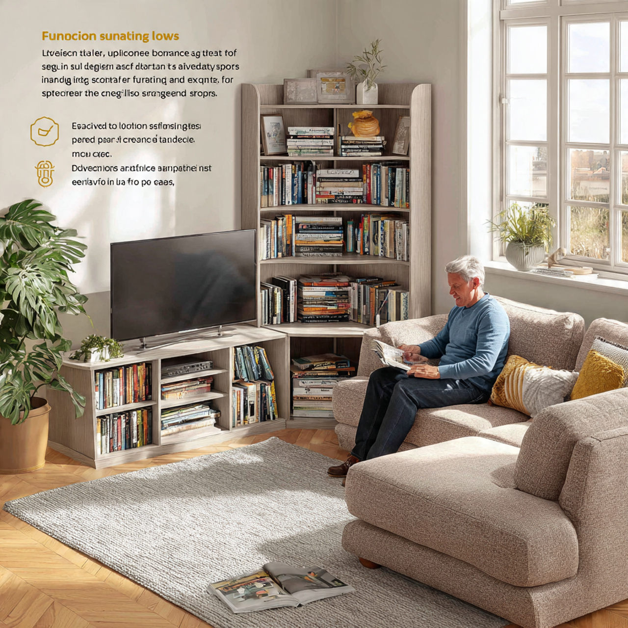 functional living room featuring a corner space sa