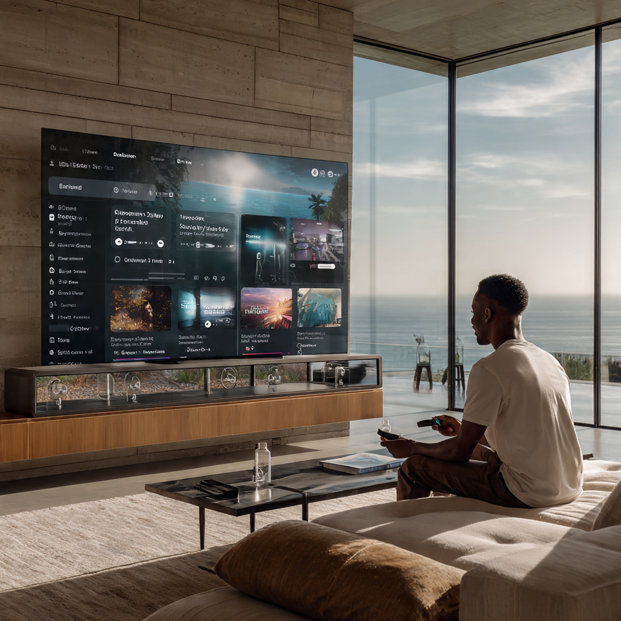 futuristic modern living room featuring an ultra t